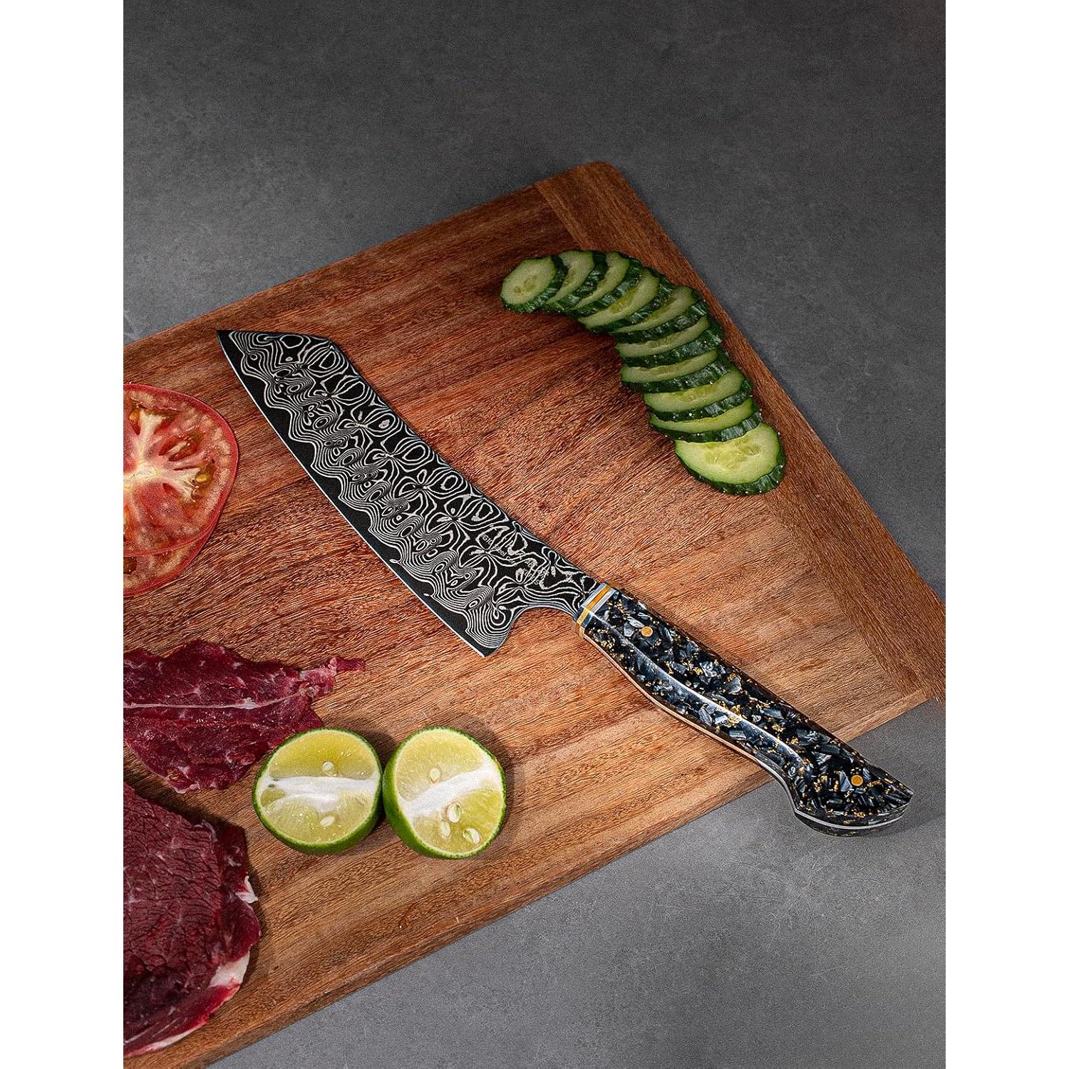 Cuchillo Kiritsuke KEPDS 18.3 cm Acero VG10 Damasco Negro