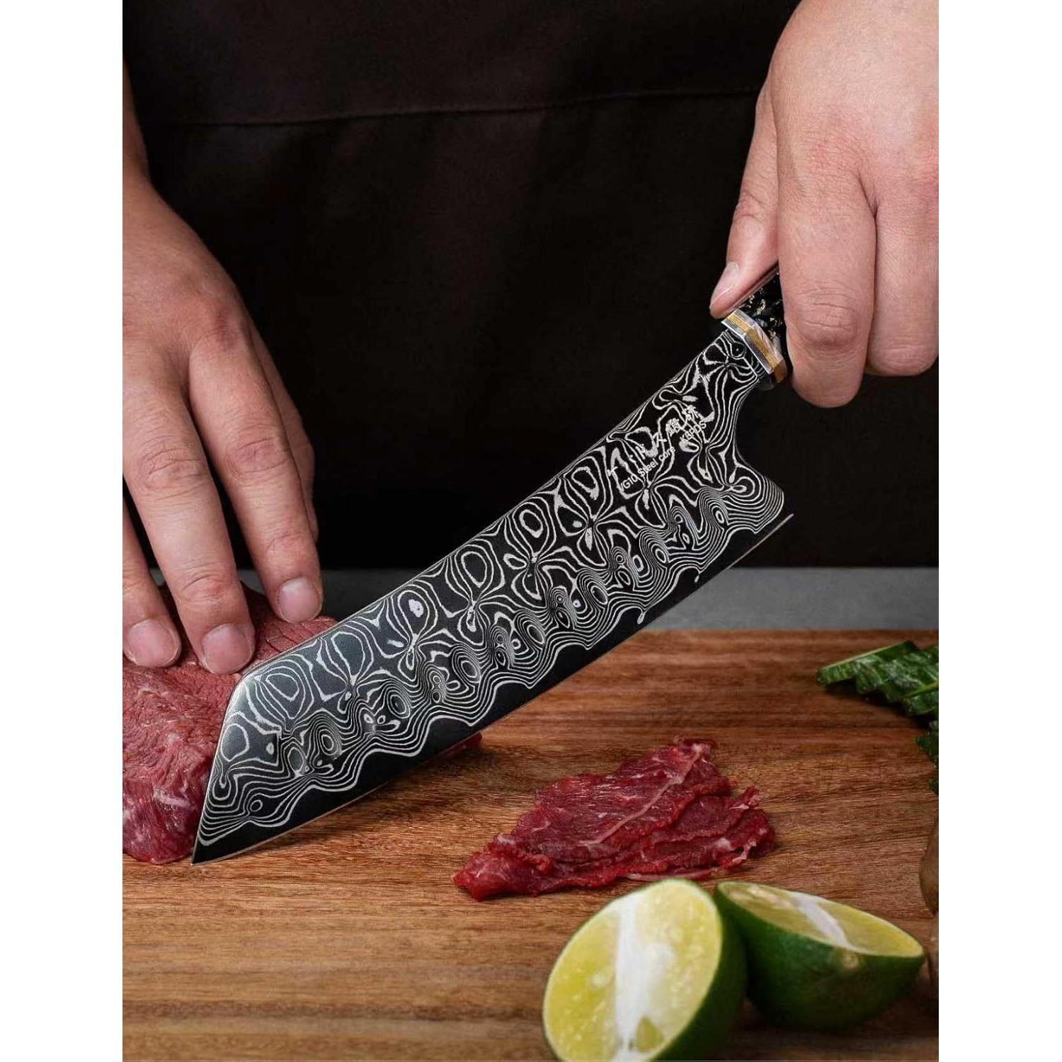 Cuchillo Kiritsuke KEPDS 18.3 cm Acero VG10 Damasco Negro