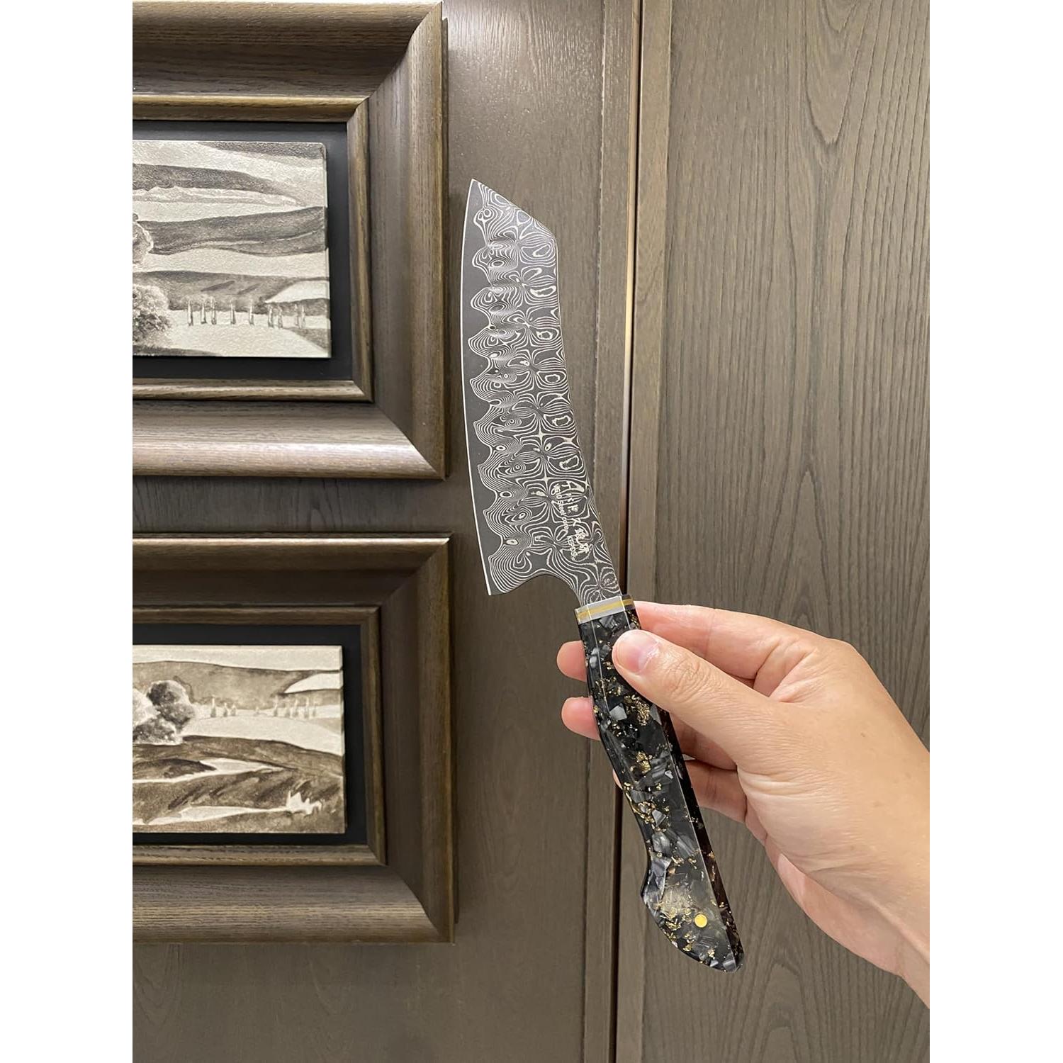 Cuchillo Kiritsuke KEPDS 18.3 cm Acero VG10 Damasco Negro