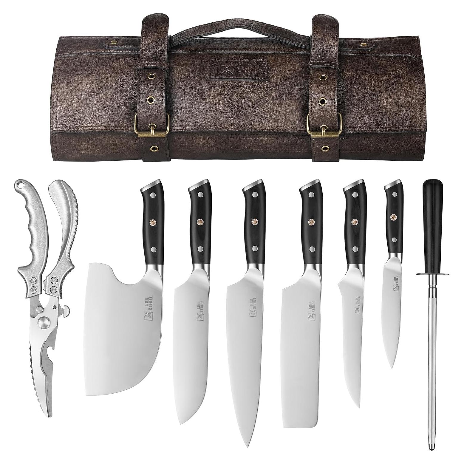Juego de Cuchillos de Chef XCHIEF PRO con Bolsa - Acero Alto Carbono