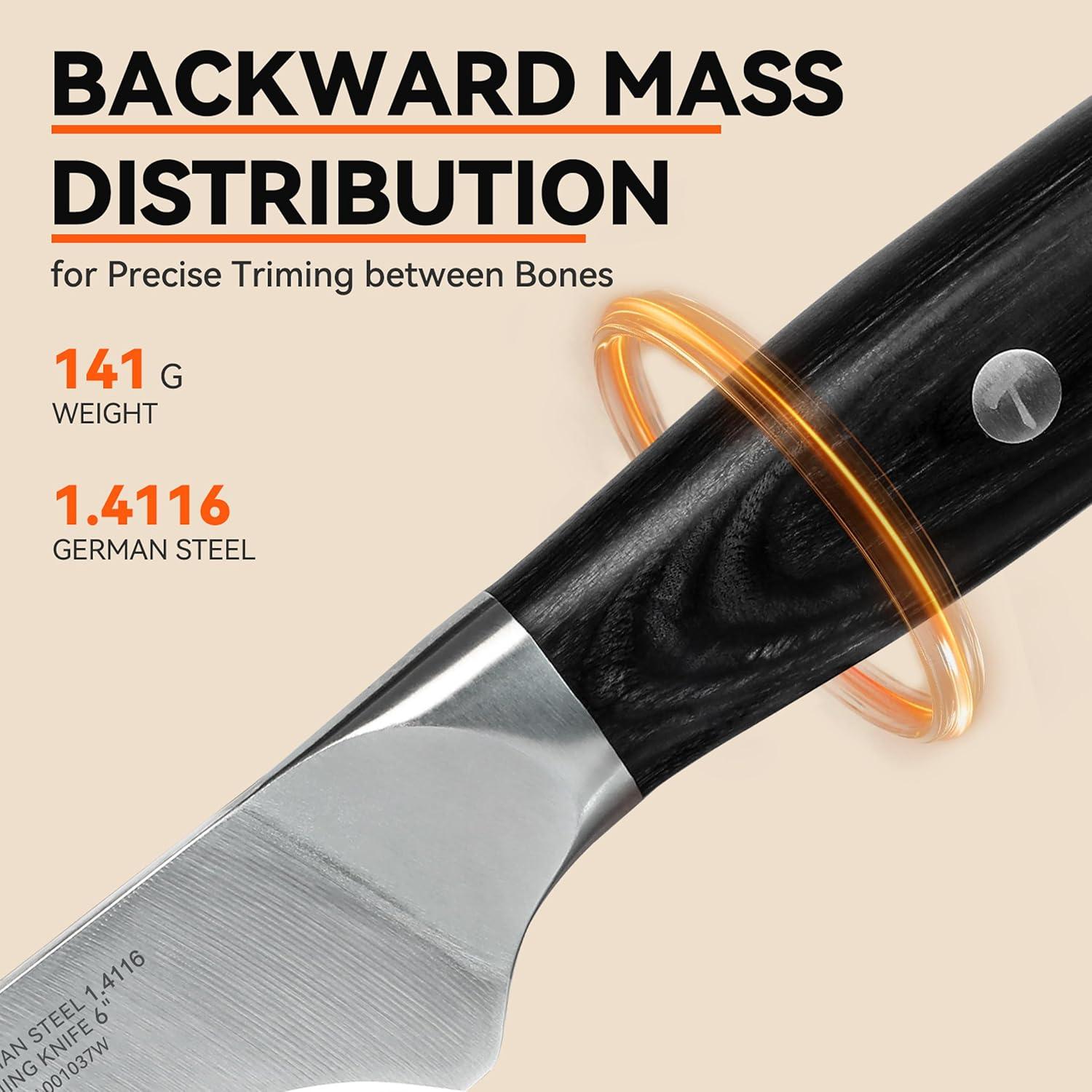 Cuchillo de Deshuesar TUO 15 cm Acero Alto Carbono Pakkawood