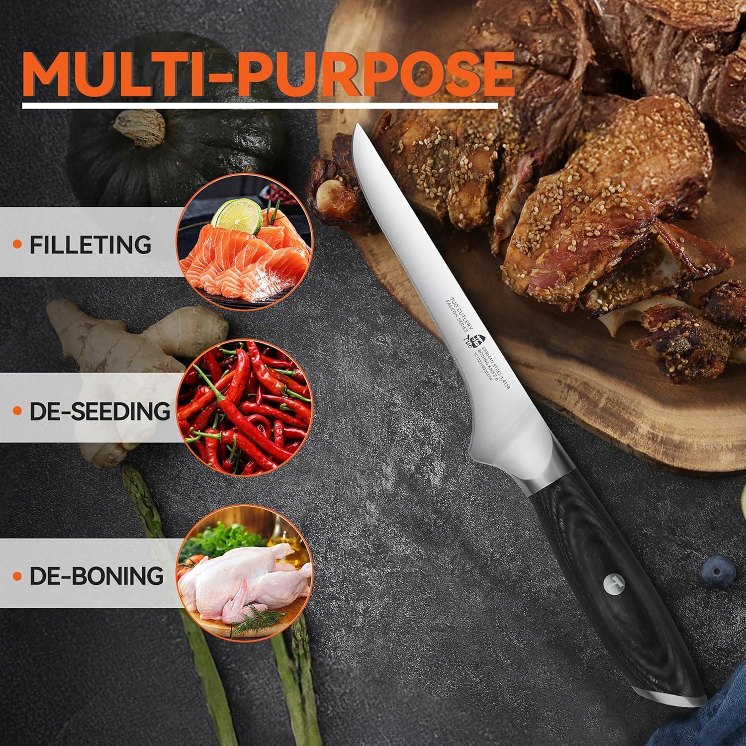 Cuchillo de Deshuesar TUO 15 cm Acero Alto Carbono Pakkawood