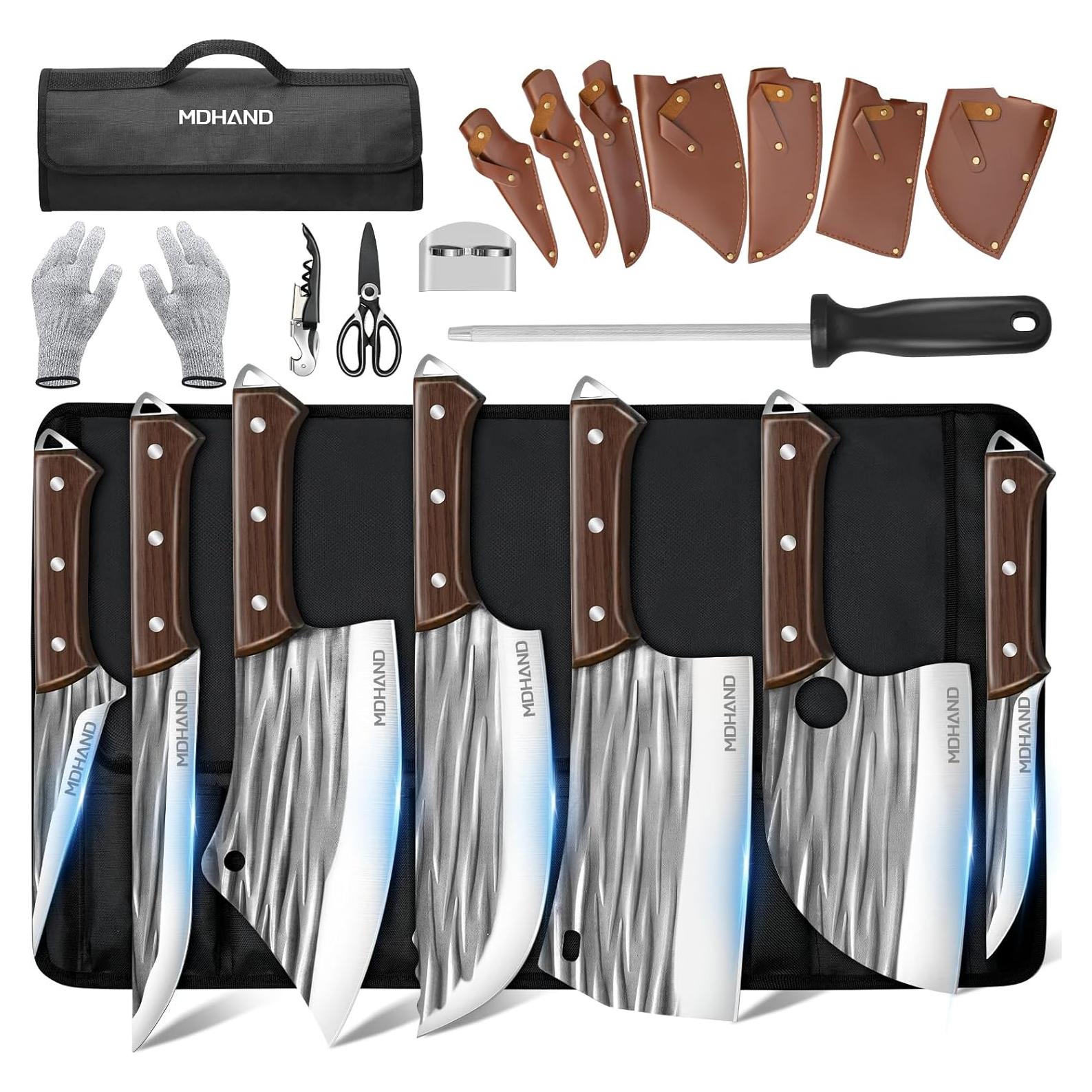 Juego de Cuchillos de Carnicero 14PCS MDHAND Acero Inoxidable