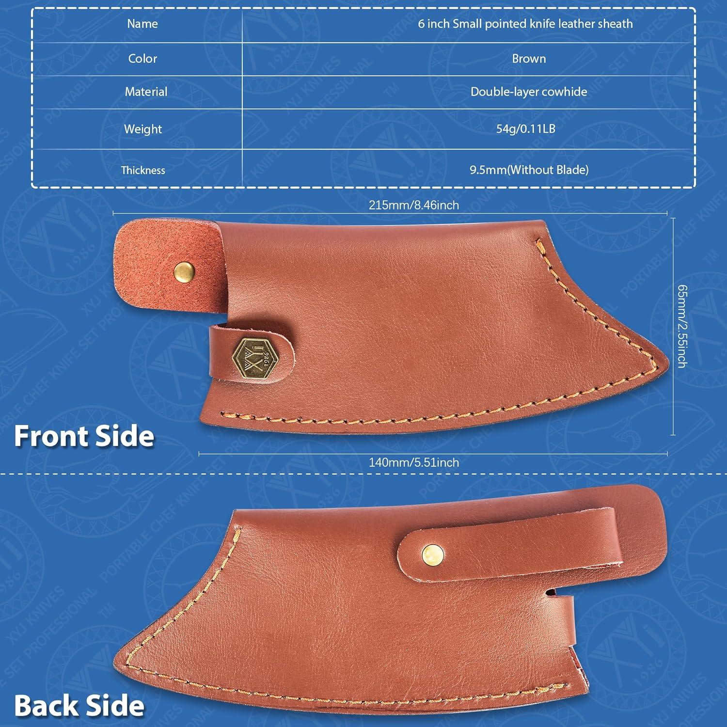 Funda de Cuero XYJ para Cuchillo de Chef 15 cm con Asa