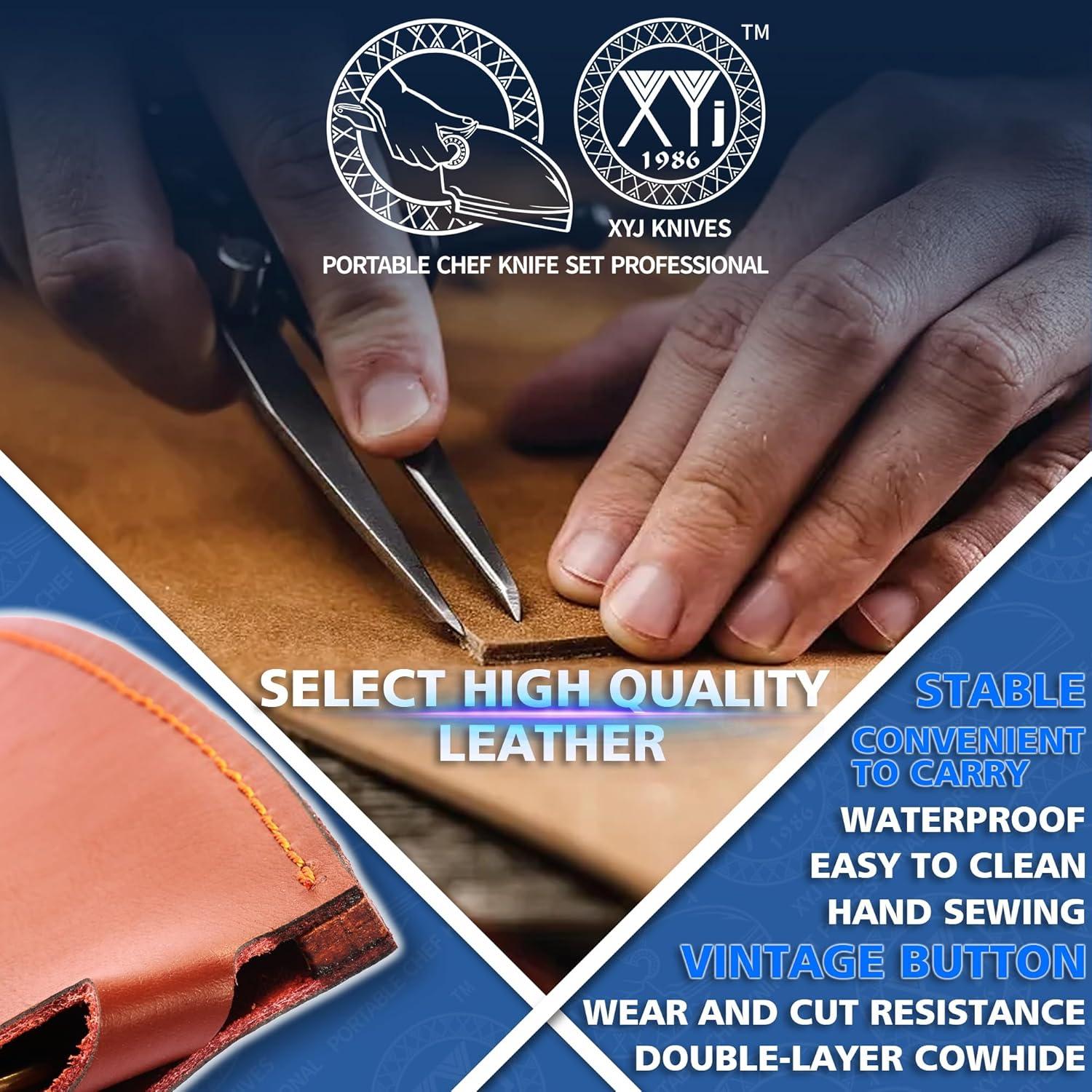 Funda de Cuero XYJ para Cuchillo de Chef 15 cm con Asa