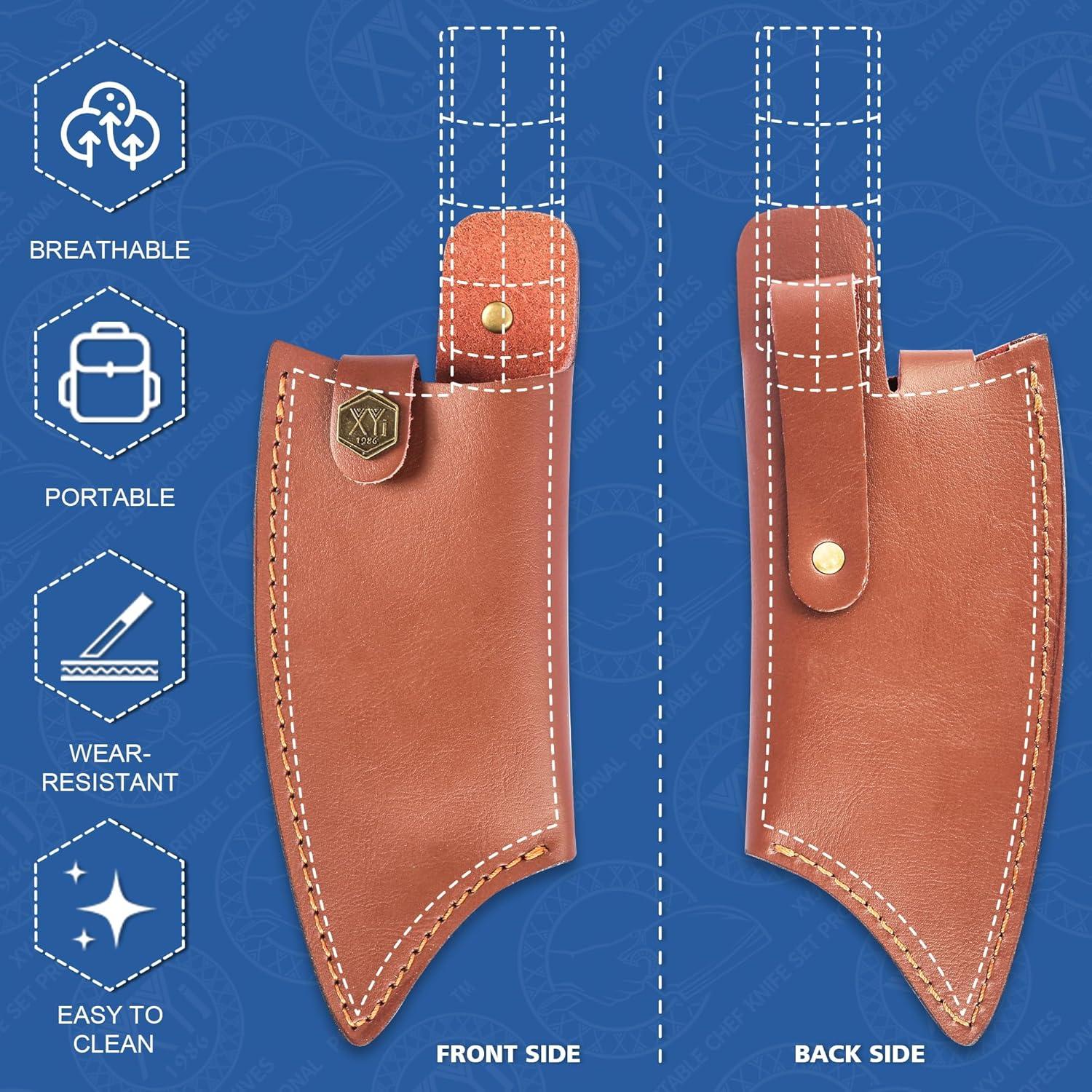 Funda de Cuero XYJ para Cuchillo de Chef 15 cm con Asa