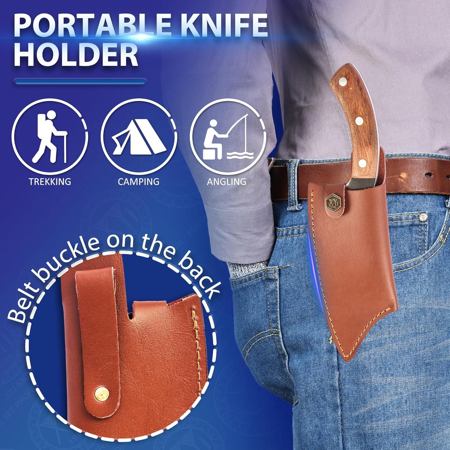 Funda de Cuero XYJ para Cuchillo de Chef 15 cm con Asa