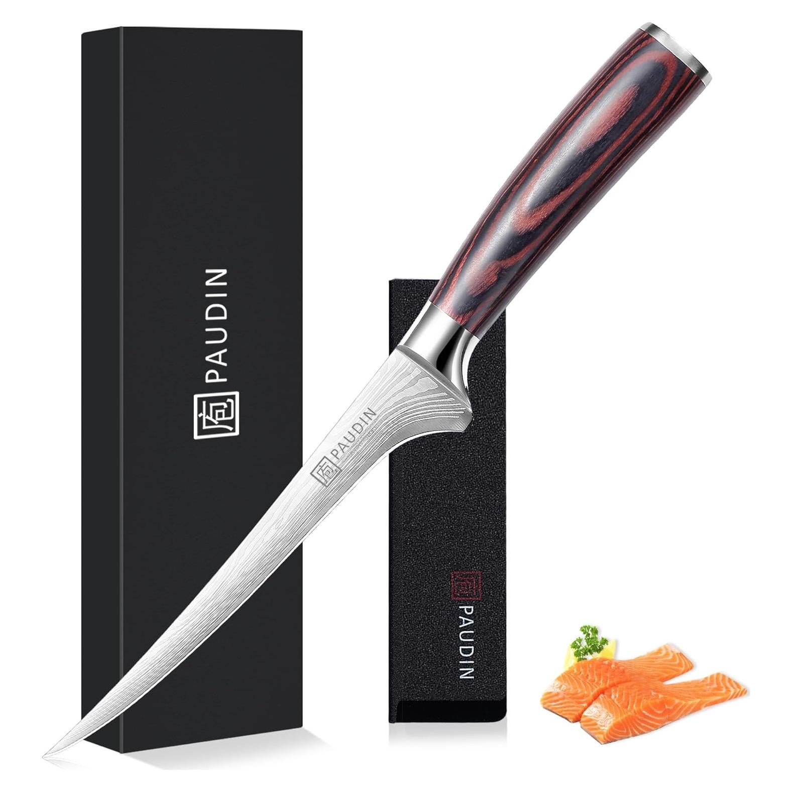 Cuchillo de Filete PAUDIN 17.78 cm Acero Inoxidable Pakkawood