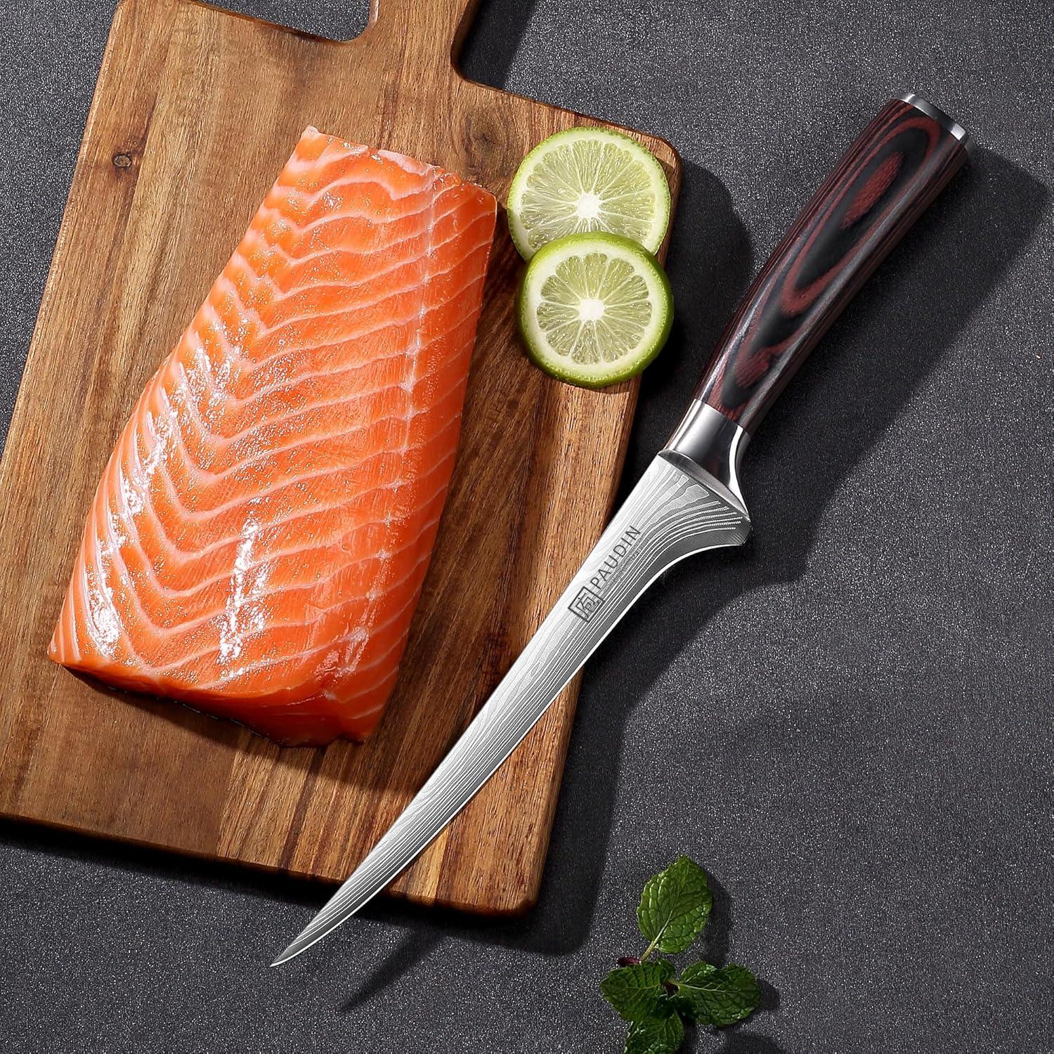 Cuchillo de Filete PAUDIN 17.78 cm Acero Inoxidable Pakkawood