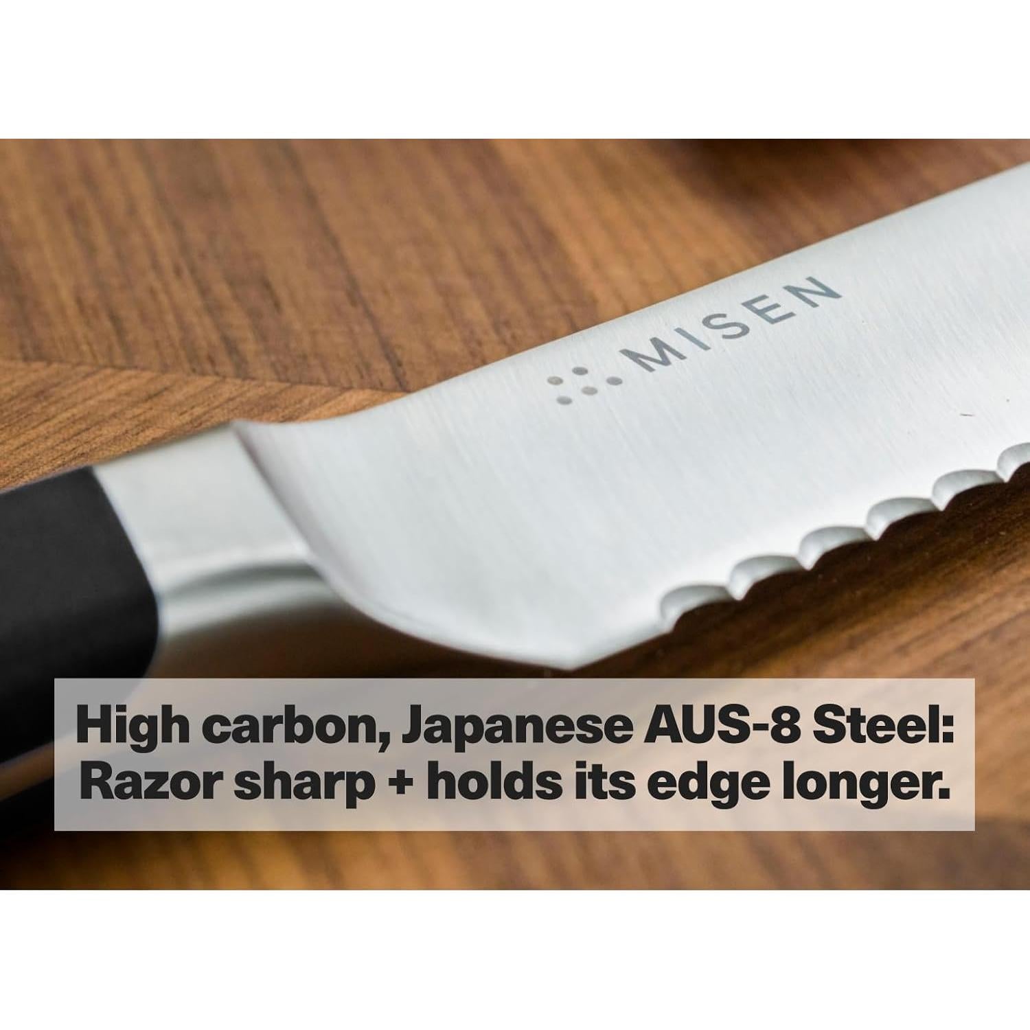 Cuchillo de Pan Misen 12.7 cm Acero Japonés AUS8 Negro