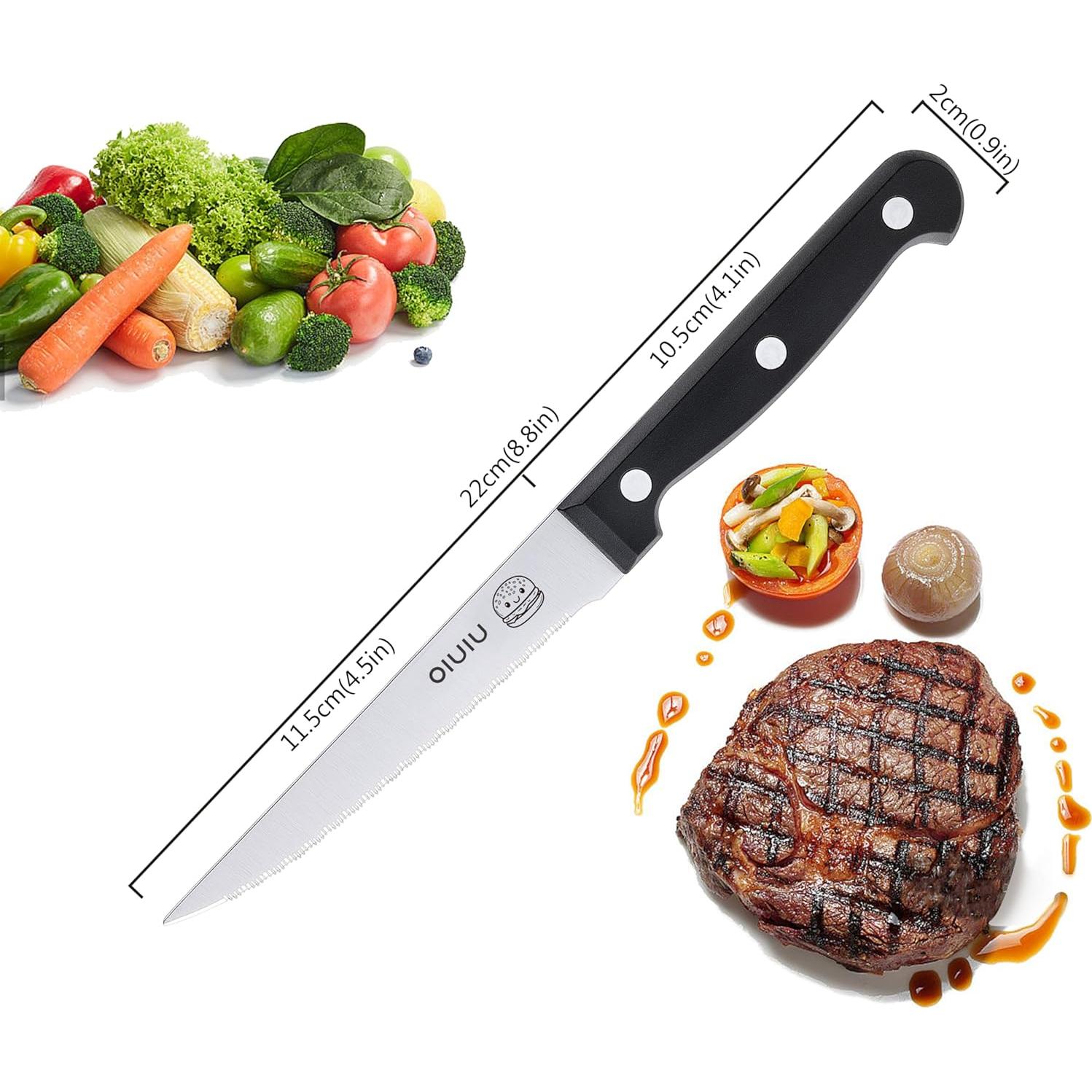 Juego de 4 cuchillos para carne OLULU de acero inoxidable