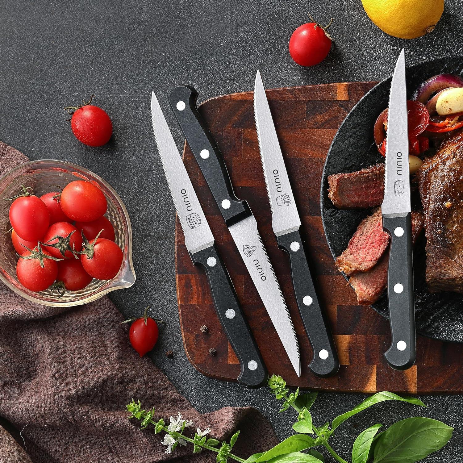 Juego de 4 cuchillos para carne OLULU de acero inoxidable