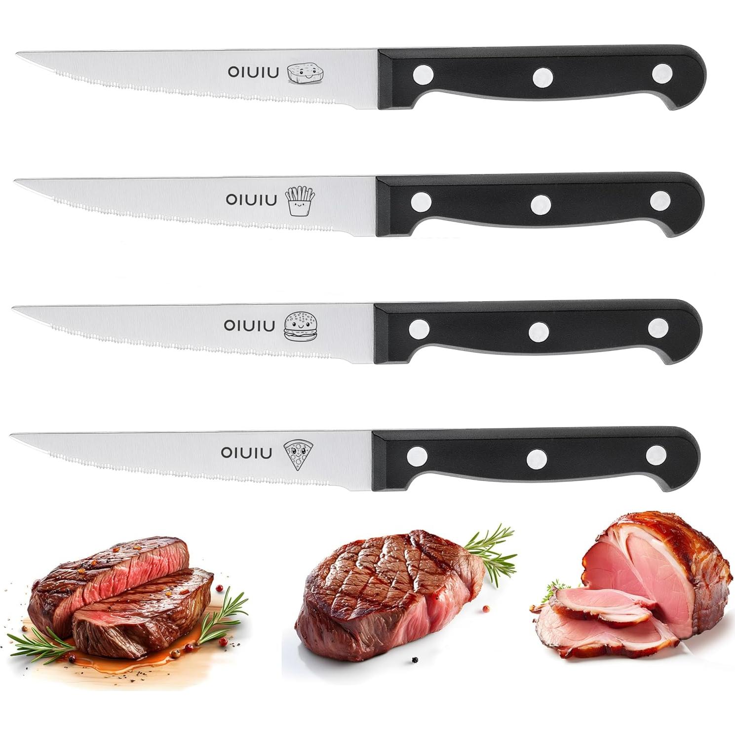 Juego de 4 cuchillos para carne OLULU de acero inoxidable