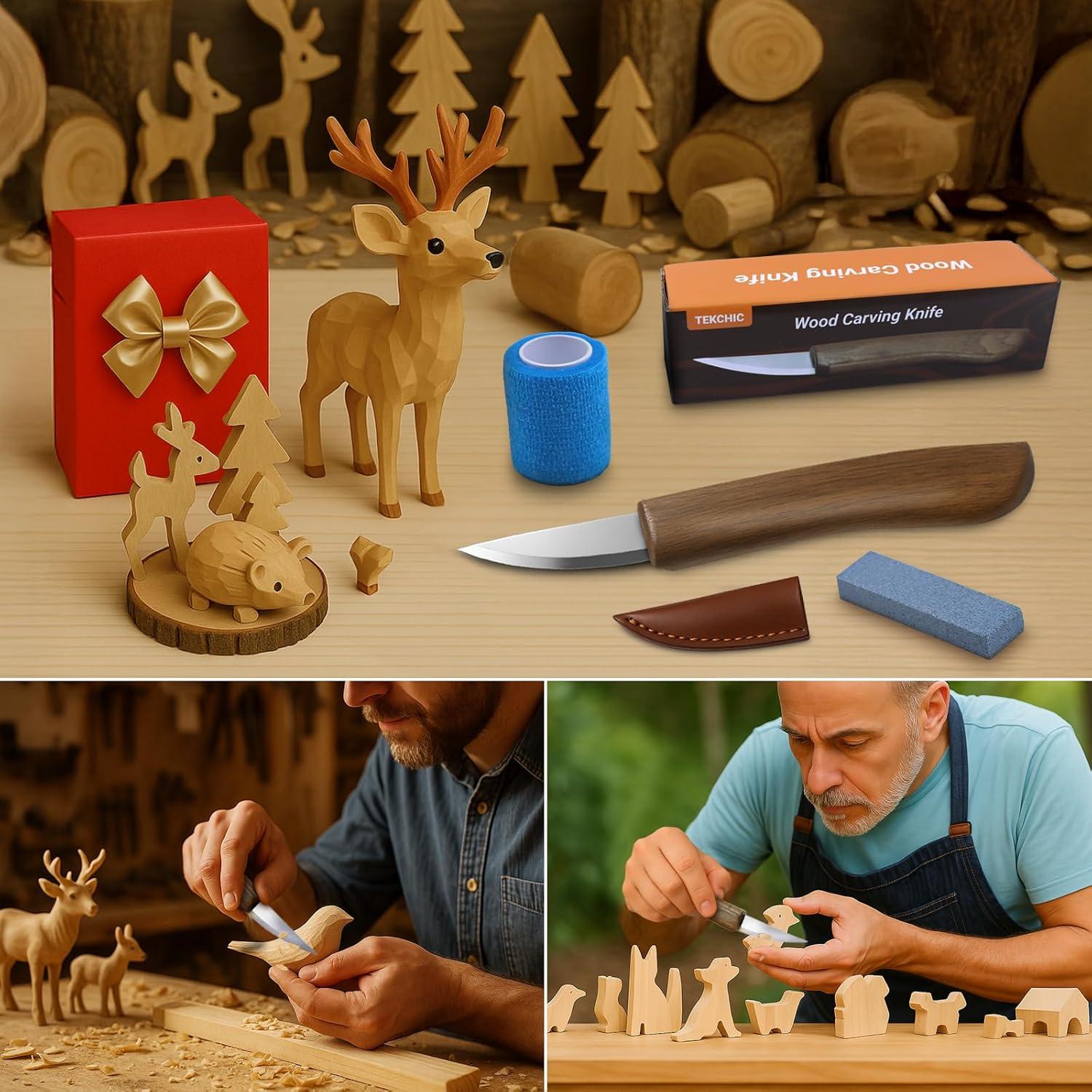 Cuchillo de Tallado en Madera TEKCHIC LWT-01 con Funda