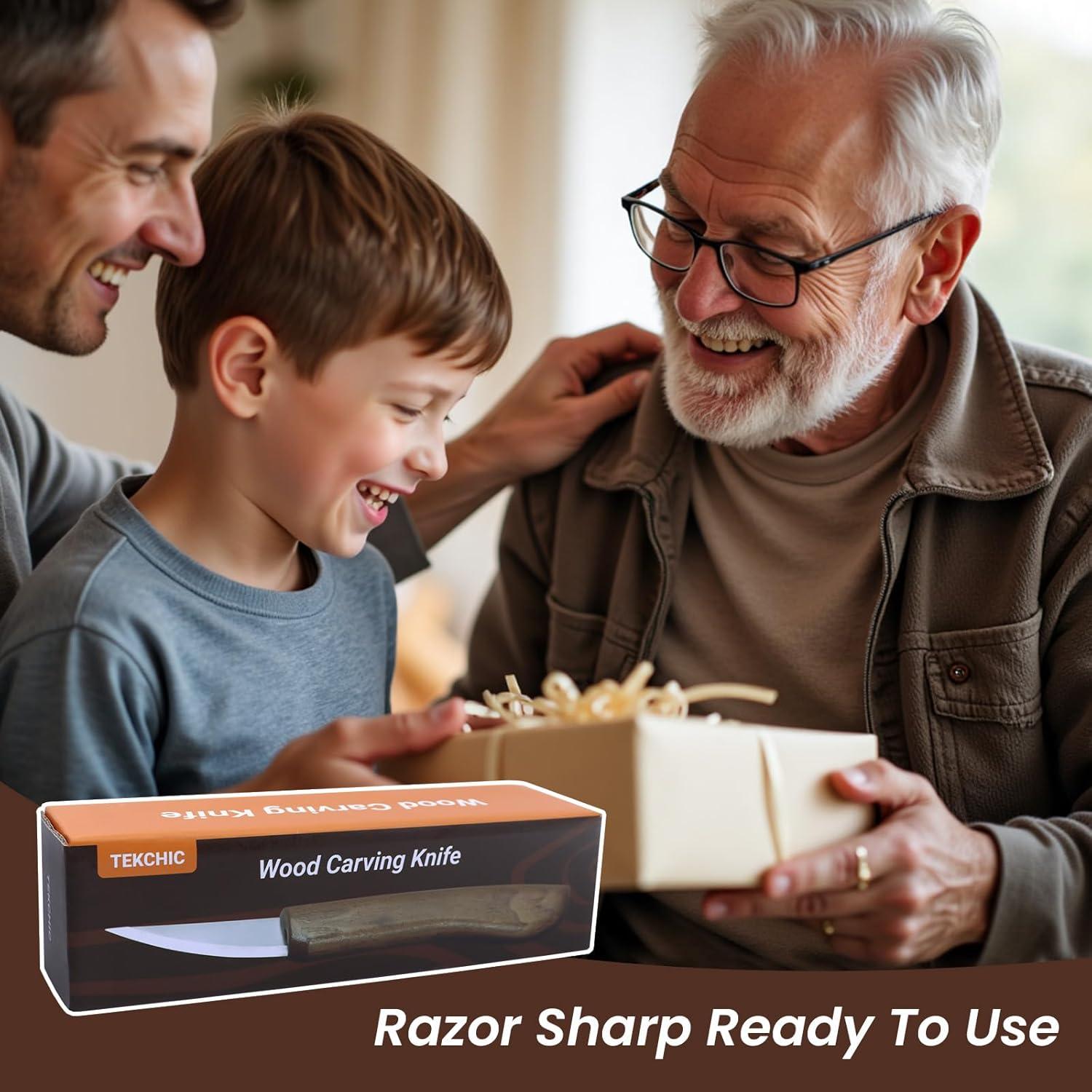 Cuchillo de Tallado en Madera TEKCHIC LWT-01 con Funda