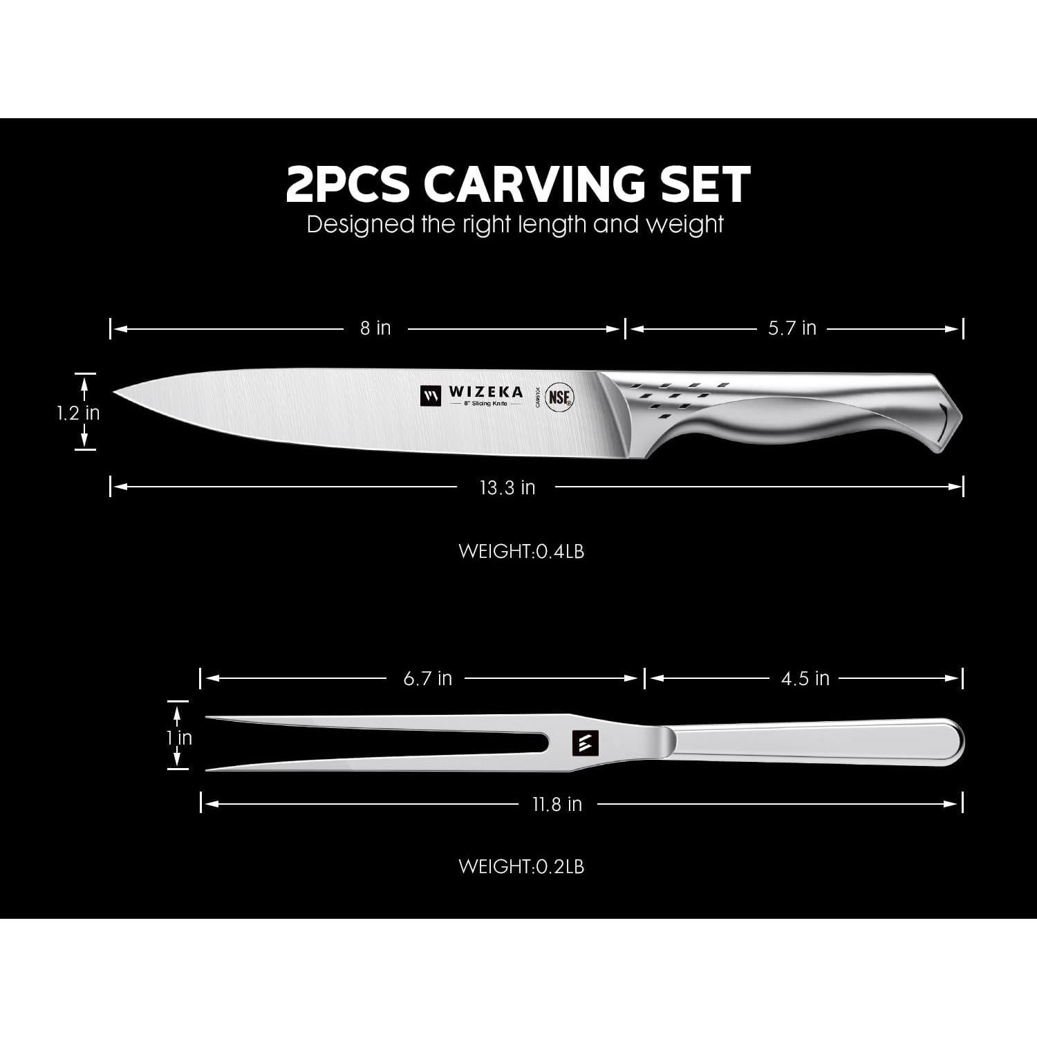 Juego de cuchillos para tallar WIZEKA 2 piezas acero inoxidable