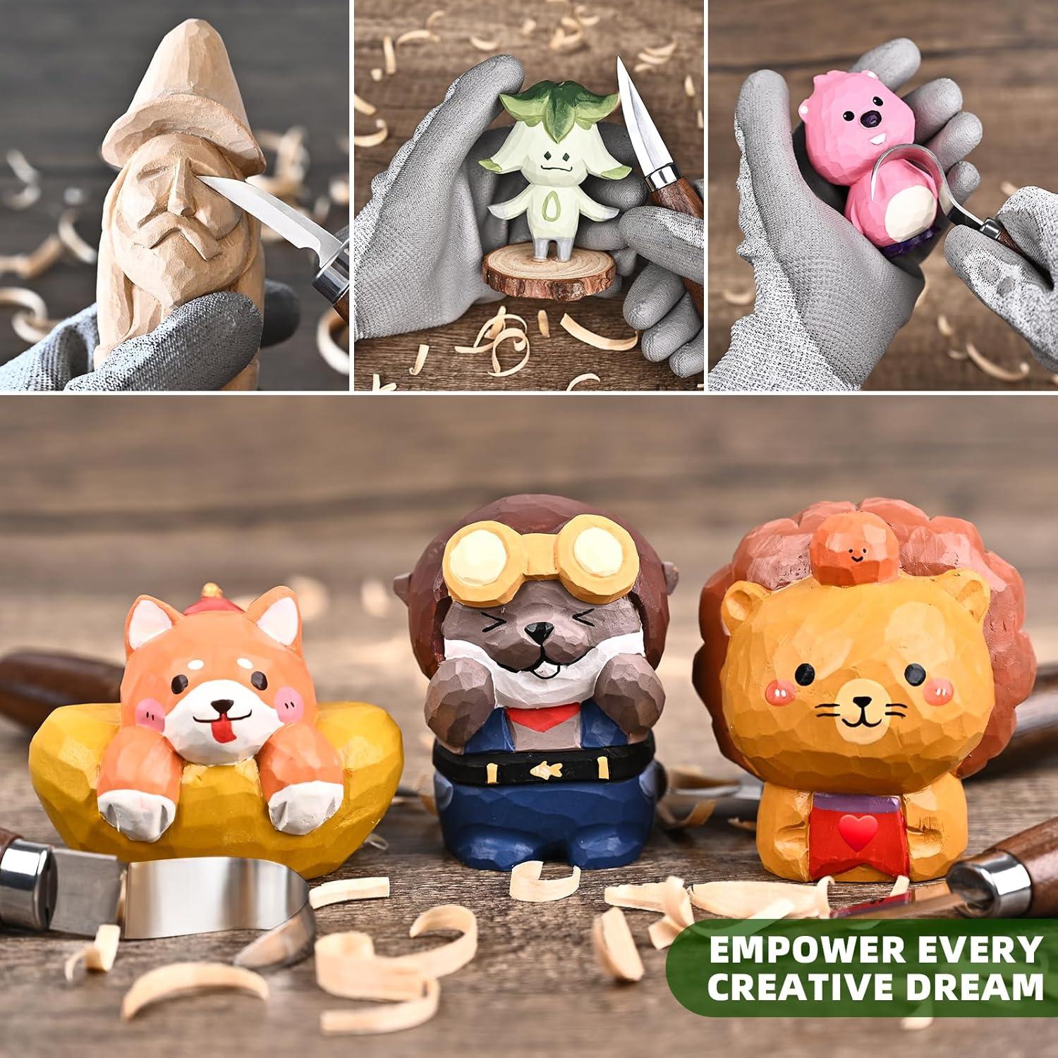 Kit de Tallado en Madera IMYMEE 19 Piezas con Estuche de Cuero