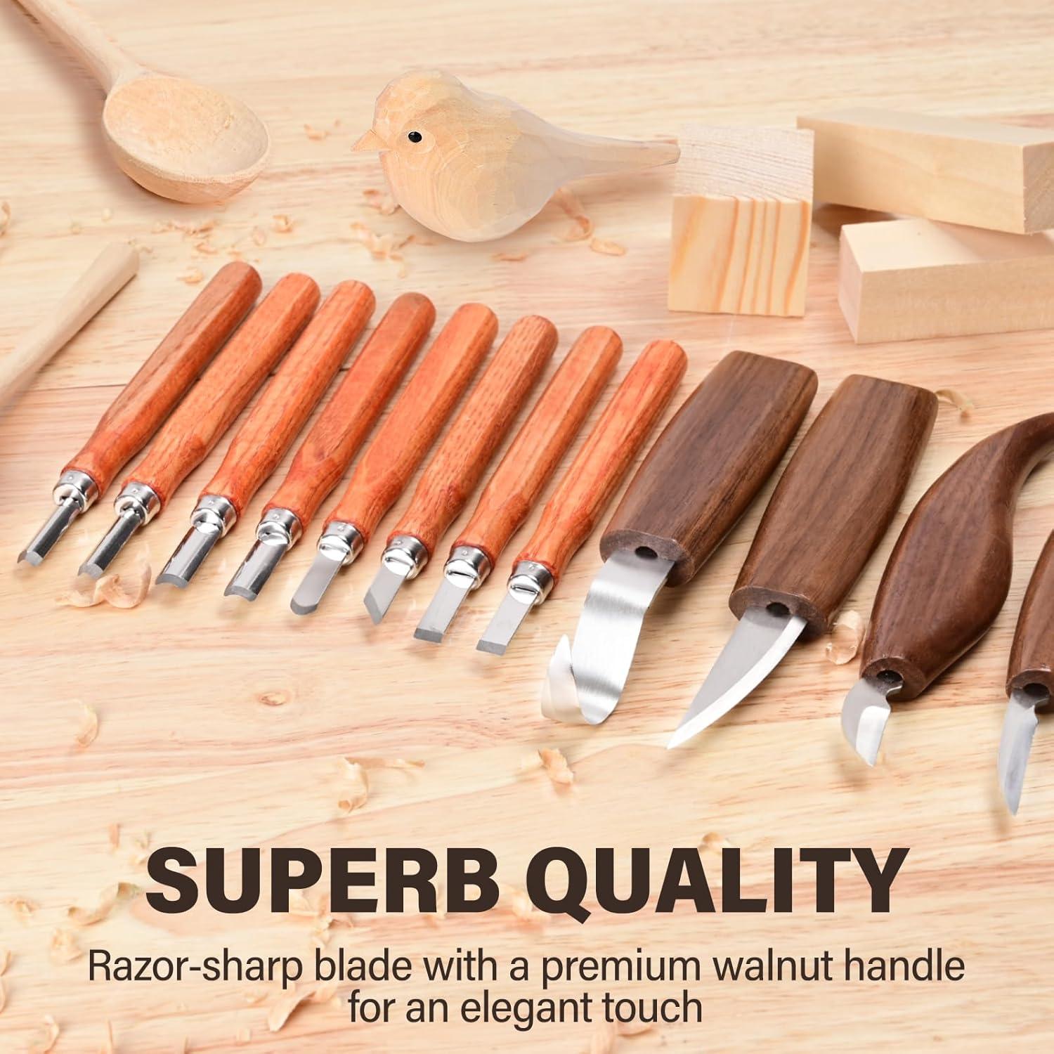 Kit de Tallado en Madera IMYMEE 19 Piezas con Estuche de Cuero