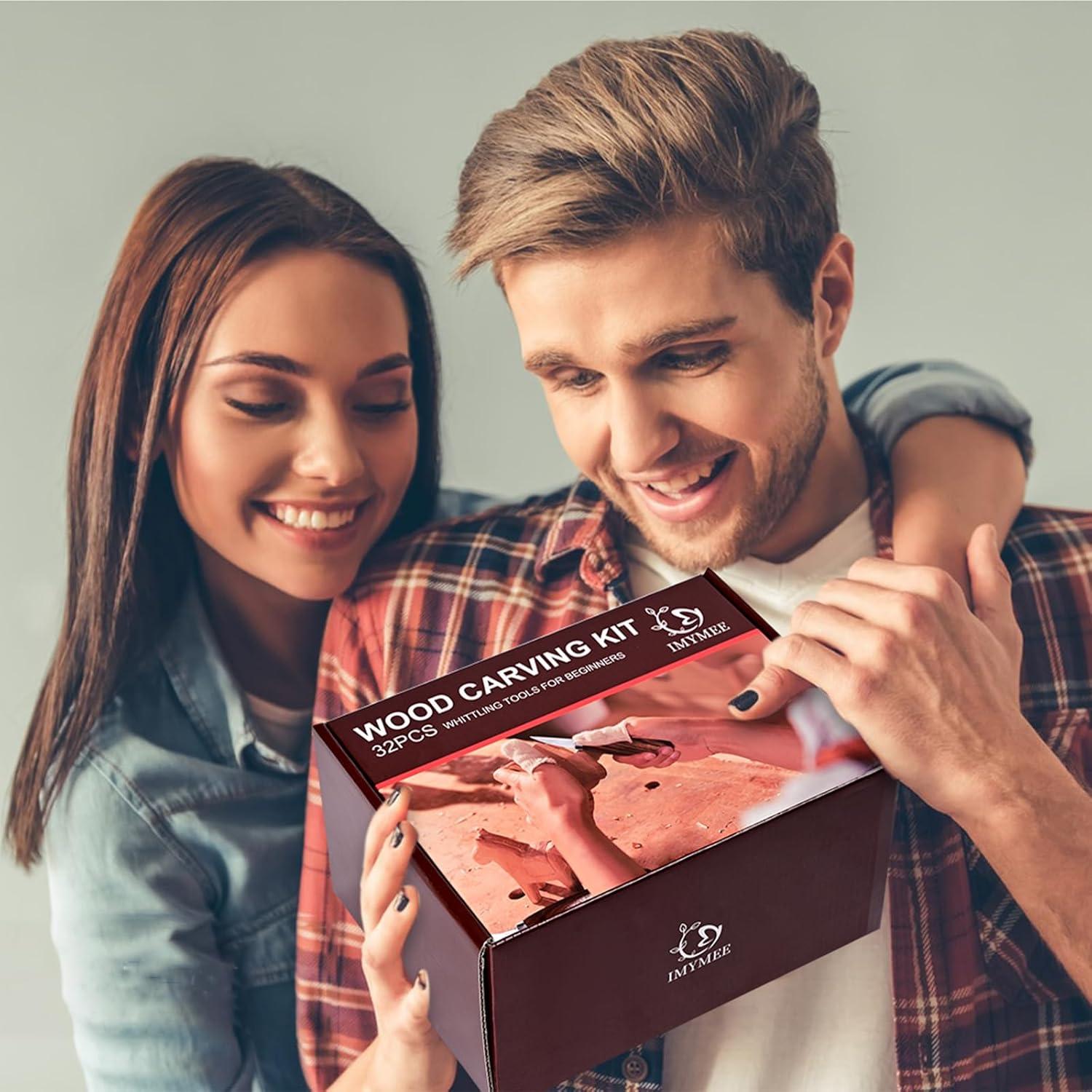 Kit de Tallado en Madera IMYMEE 19 Piezas con Estuche de Cuero