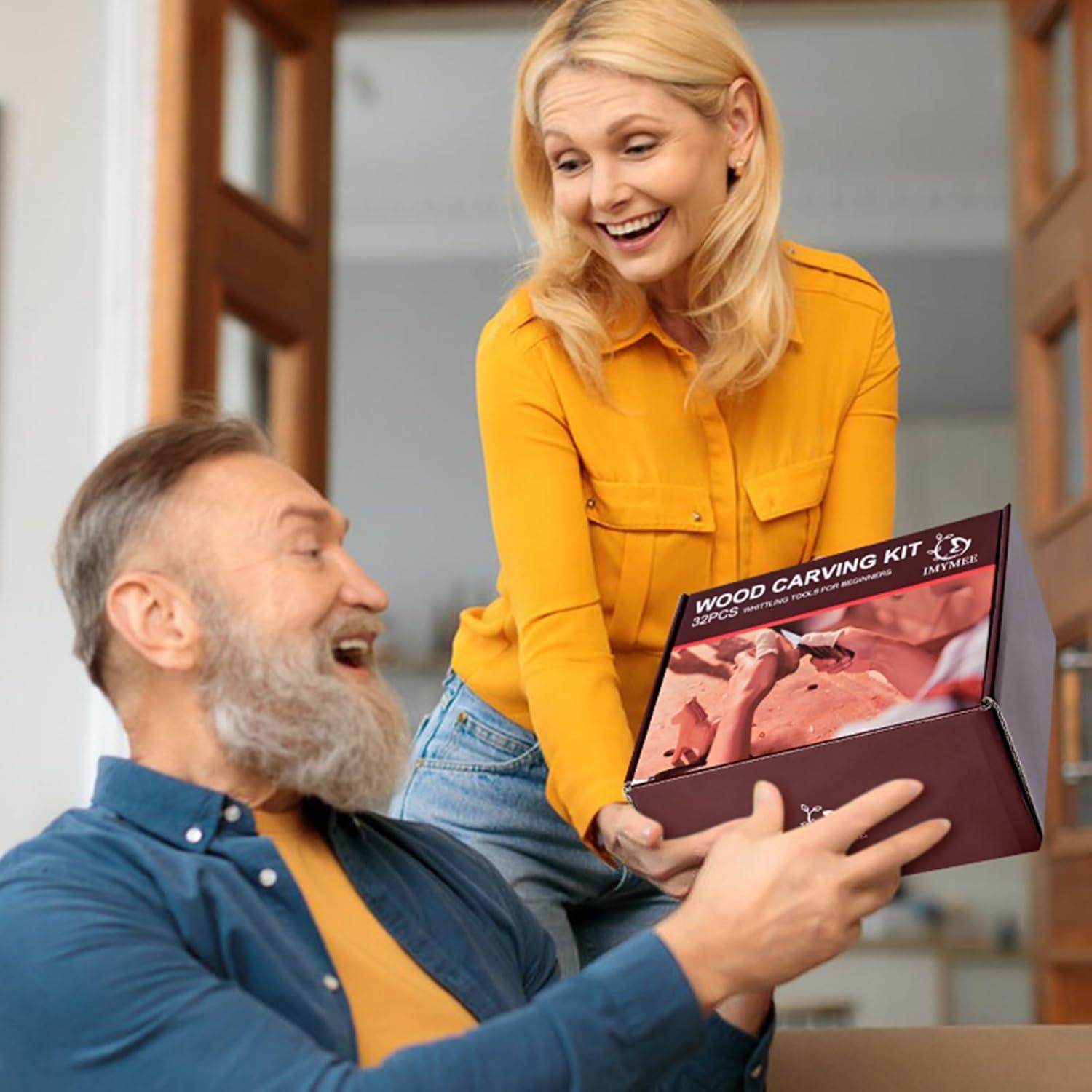 Kit de Tallado en Madera IMYMEE 19 Piezas con Estuche de Cuero