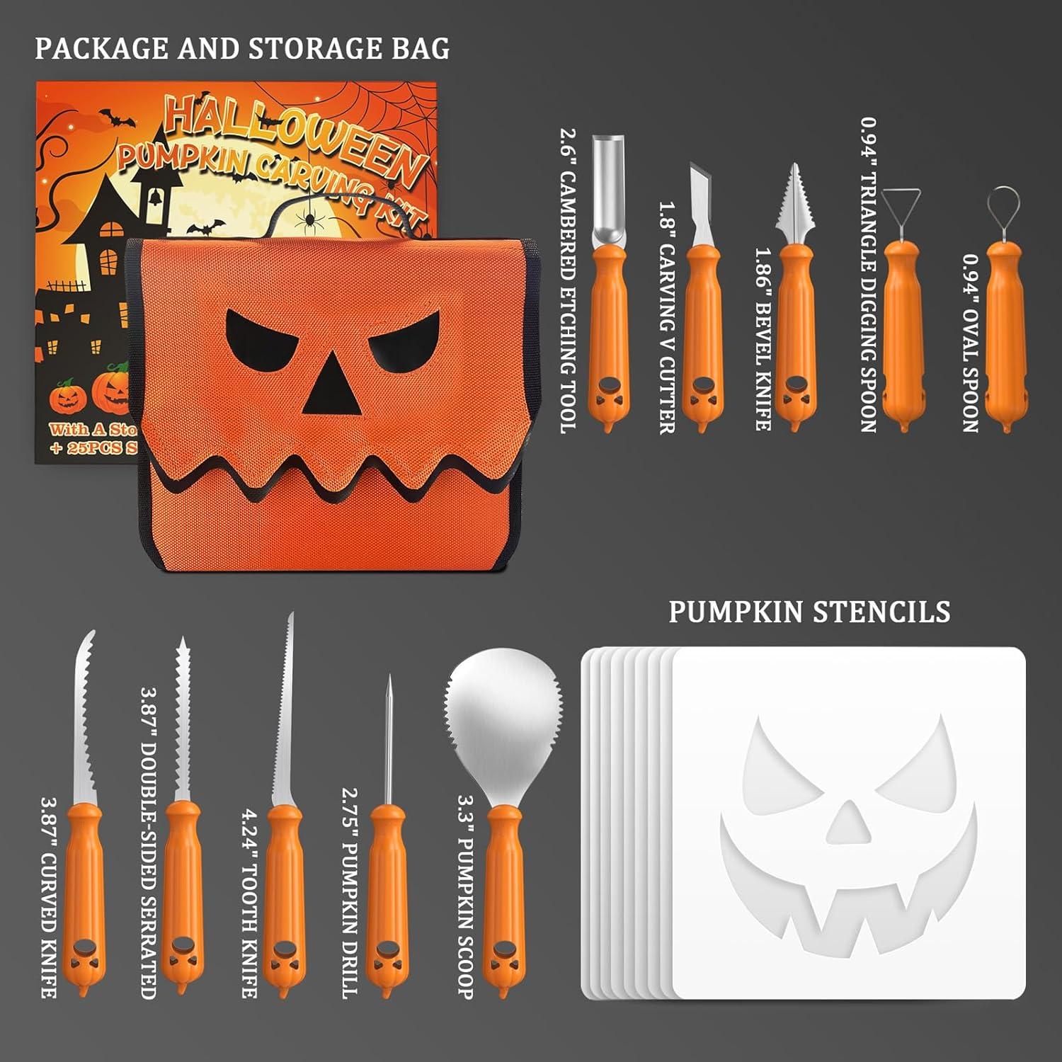 Kit de Tallado de Calabazas Halloween imarku 36 Pcs con Plantillas