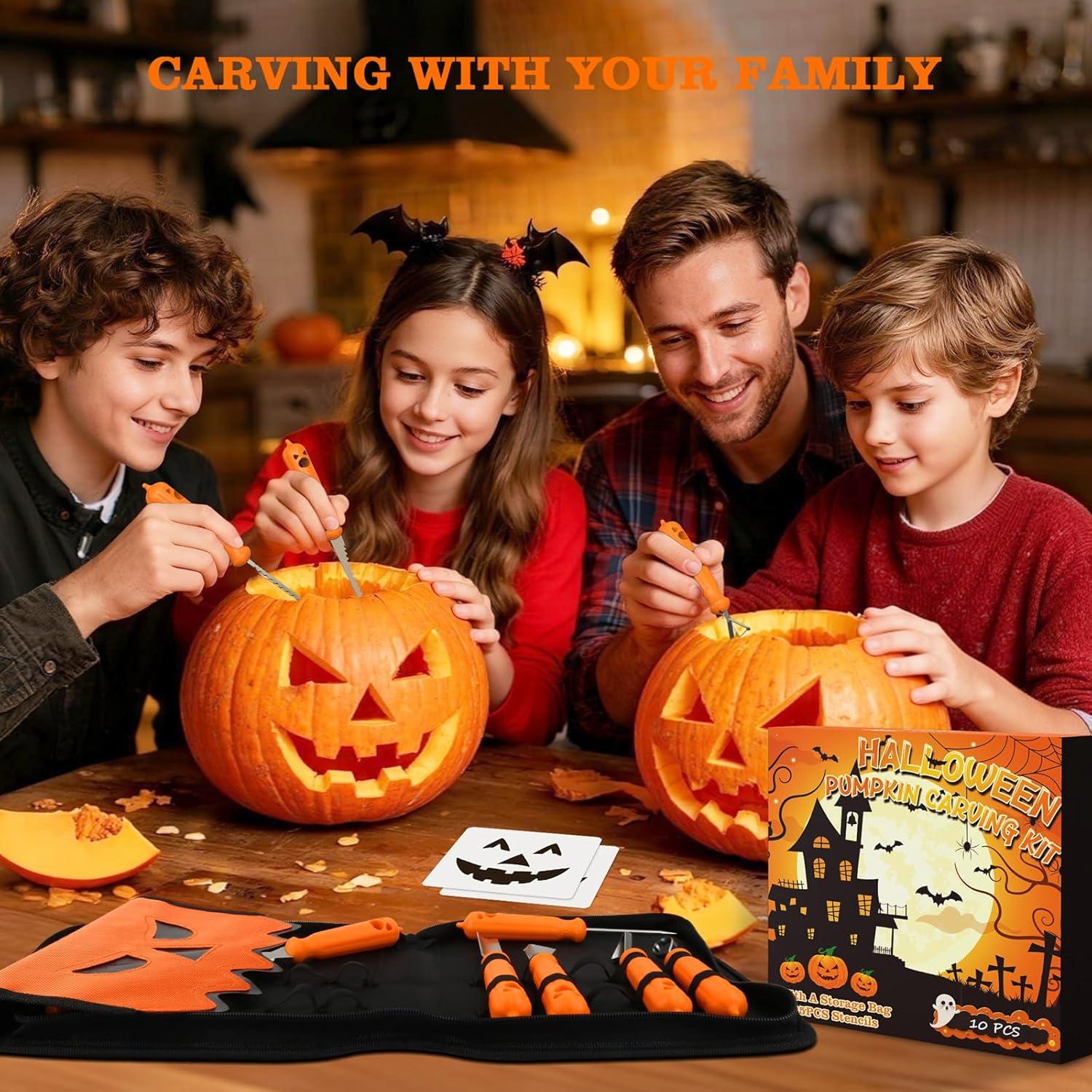Kit de Tallado de Calabazas Halloween imarku 36 Pcs con Plantillas