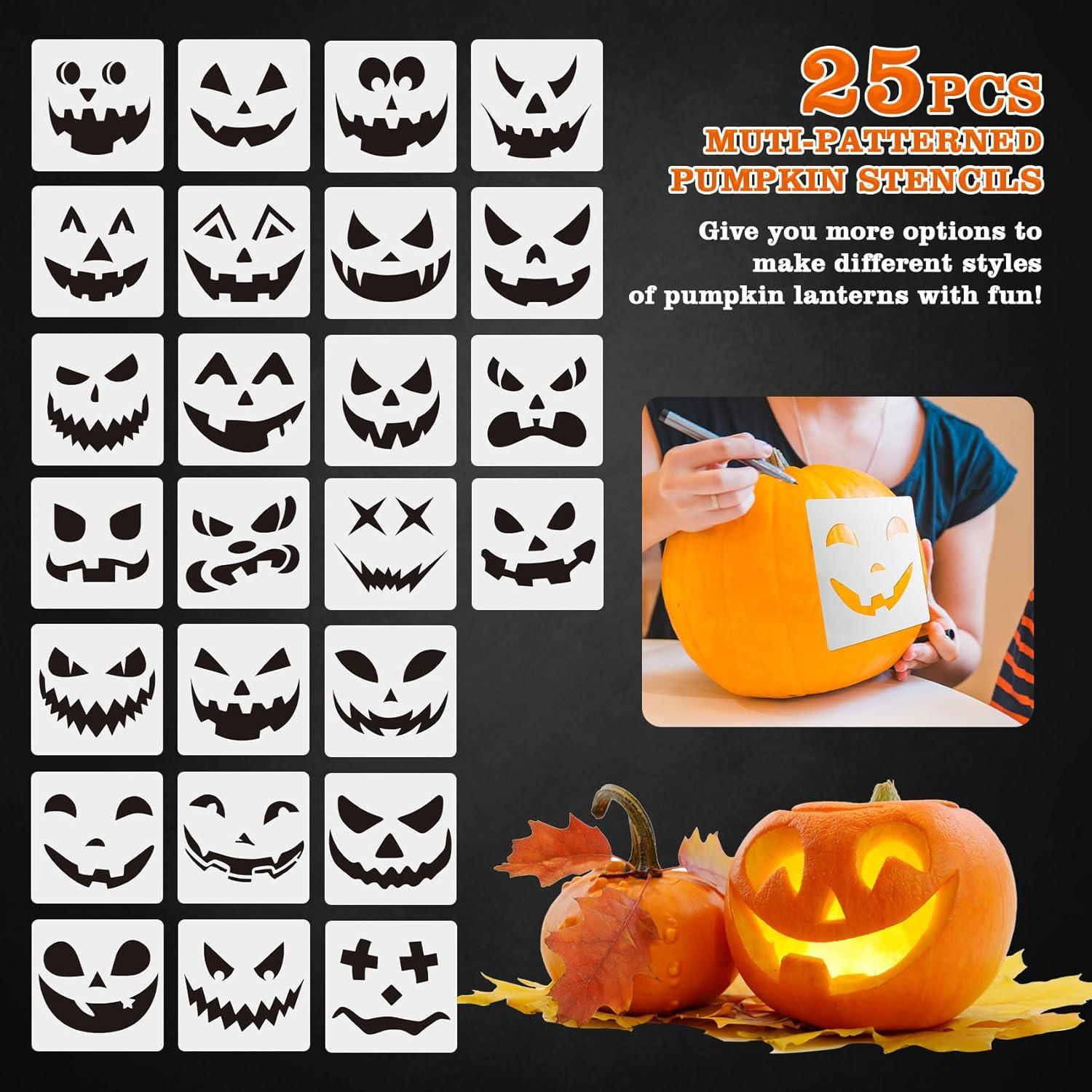 Kit de Tallado de Calabazas Halloween imarku 36 Pcs con Plantillas