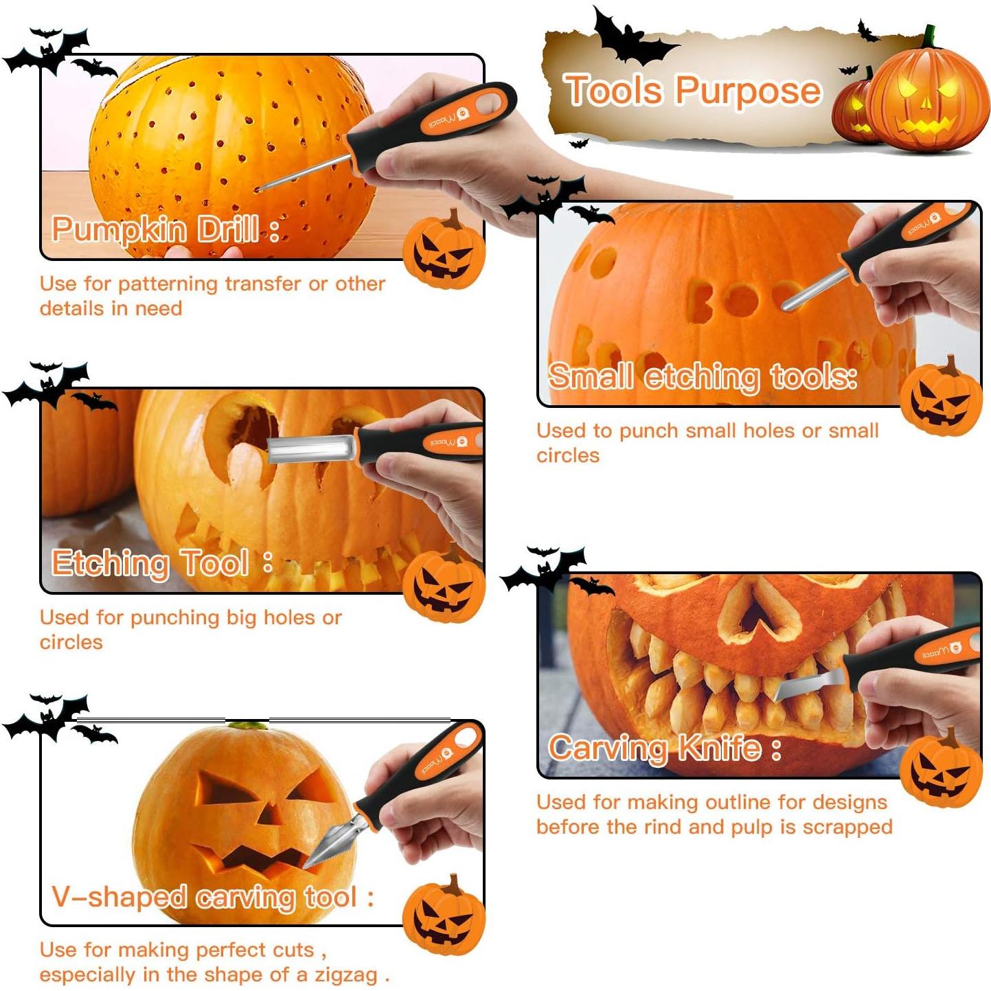 Juego de cuchillos para tallar calabazas Moocii - 10 piezas