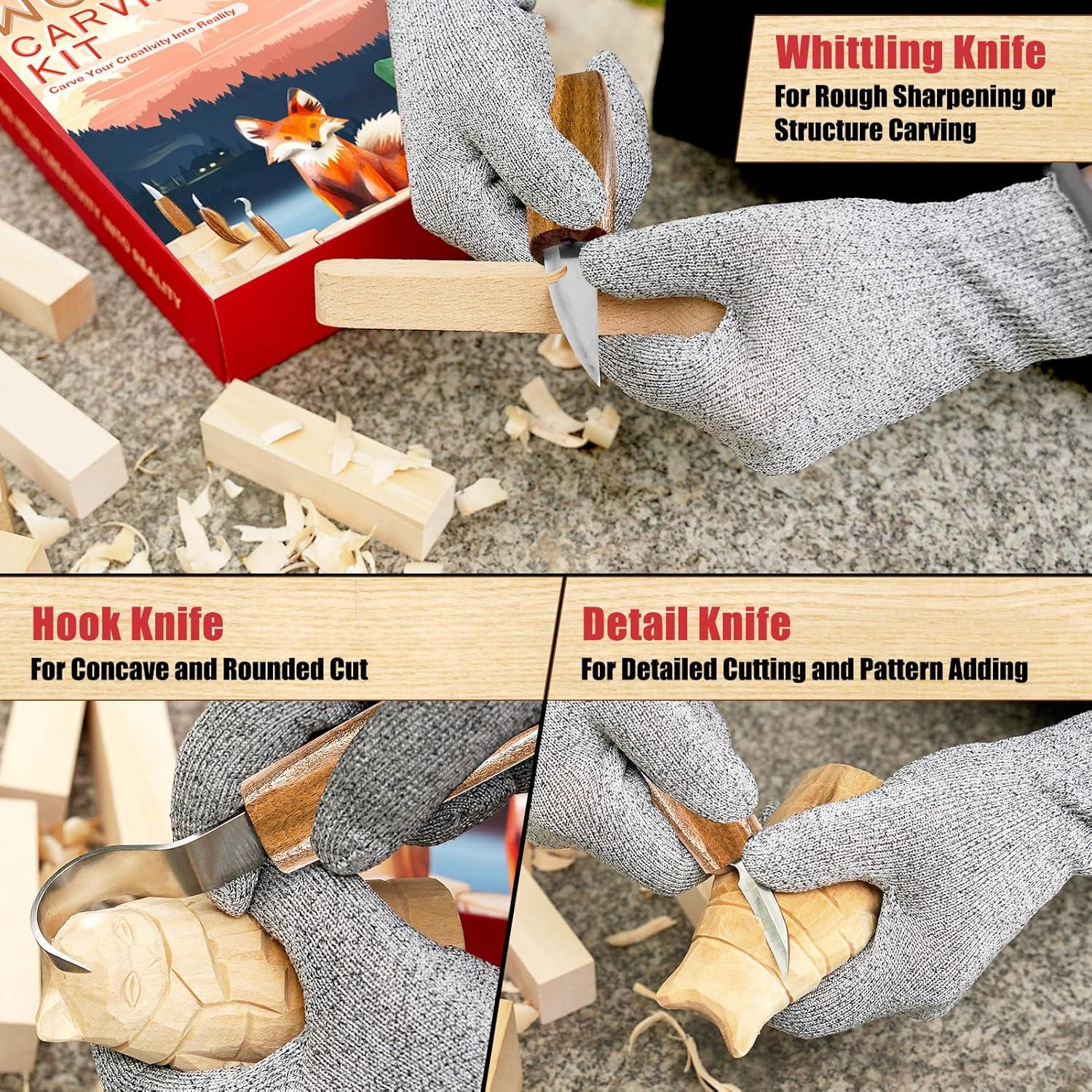 Kit de Tallado en Madera K Kernowo 17PCS con Herramientas y Guantes