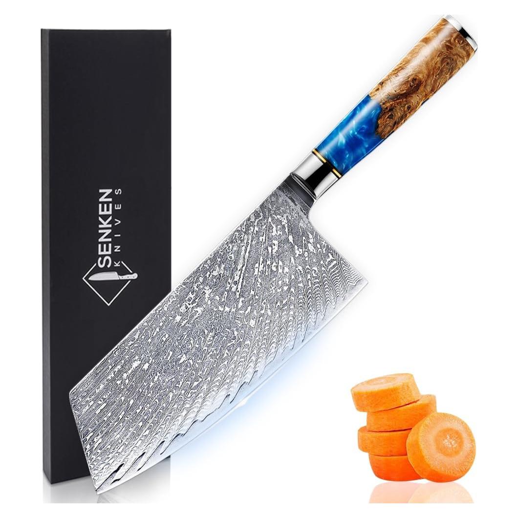 Cuchillo Cleaver Senken Tsunami 19.05 cm Acero Damasco VG10