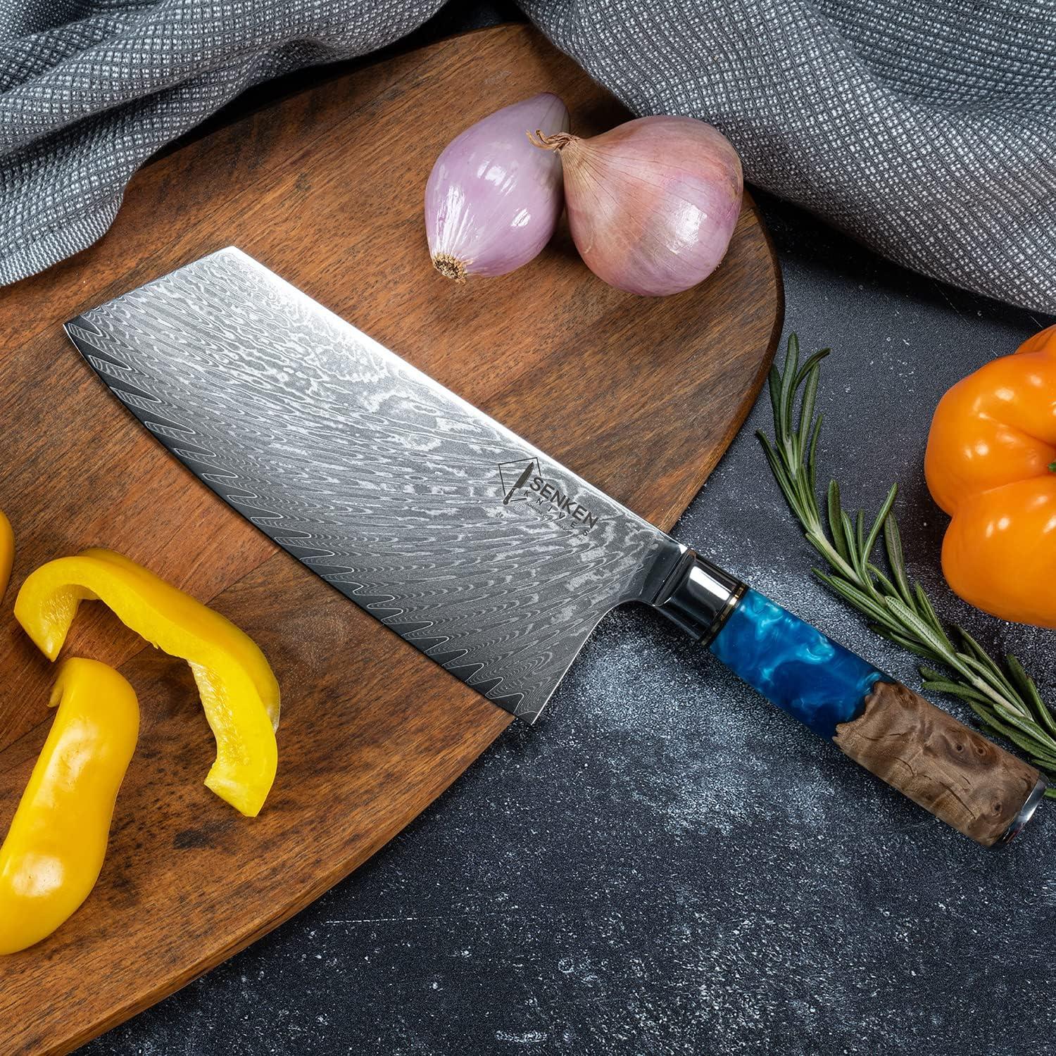 Cuchillo Cleaver Senken Tsunami 19.05 cm Acero Damasco VG10