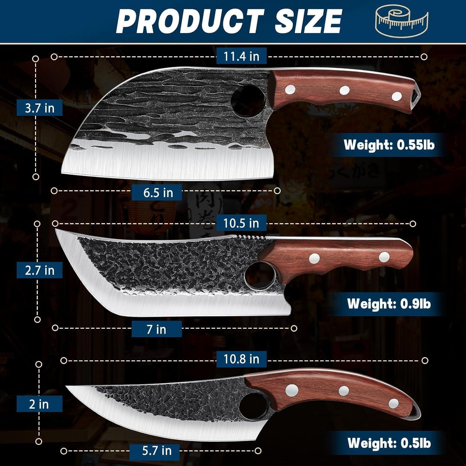 Set de 3 cuchillos de cocina TAN REN forjados a mano