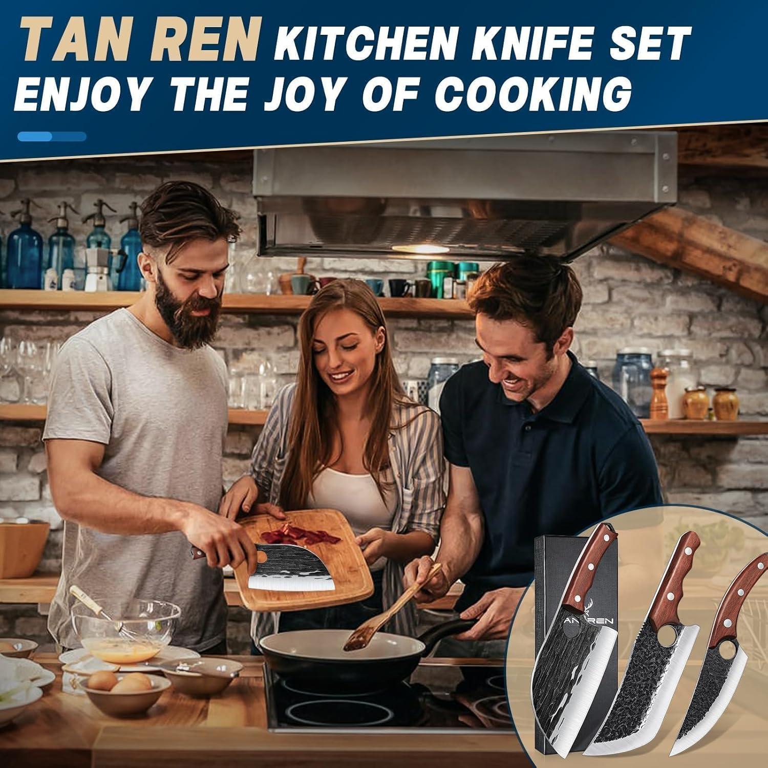 Set de 3 cuchillos de cocina TAN REN forjados a mano