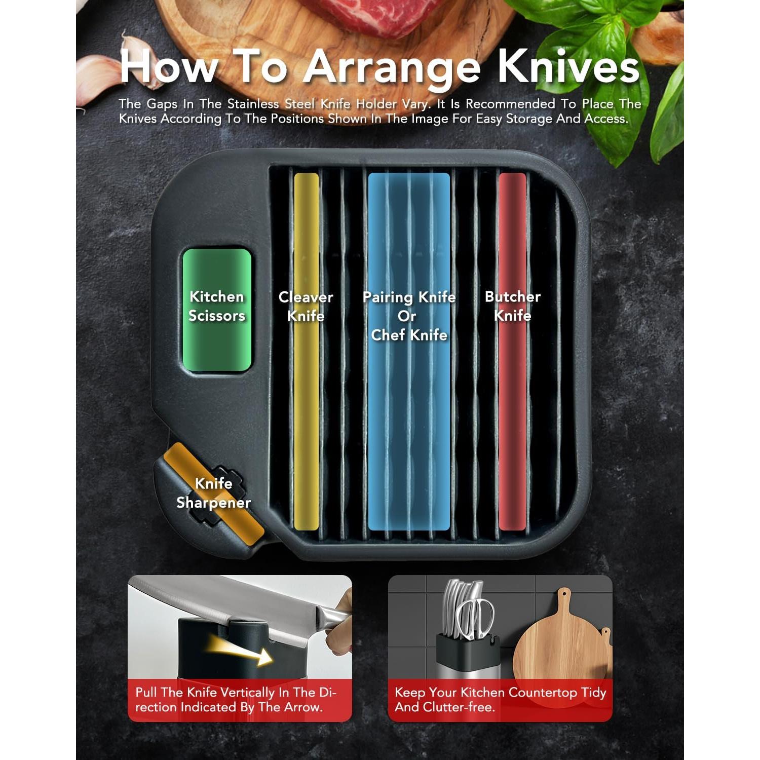 Juego de Cuchillos de Chef TILIBEIKA 6 Piezas Acero Inoxidable