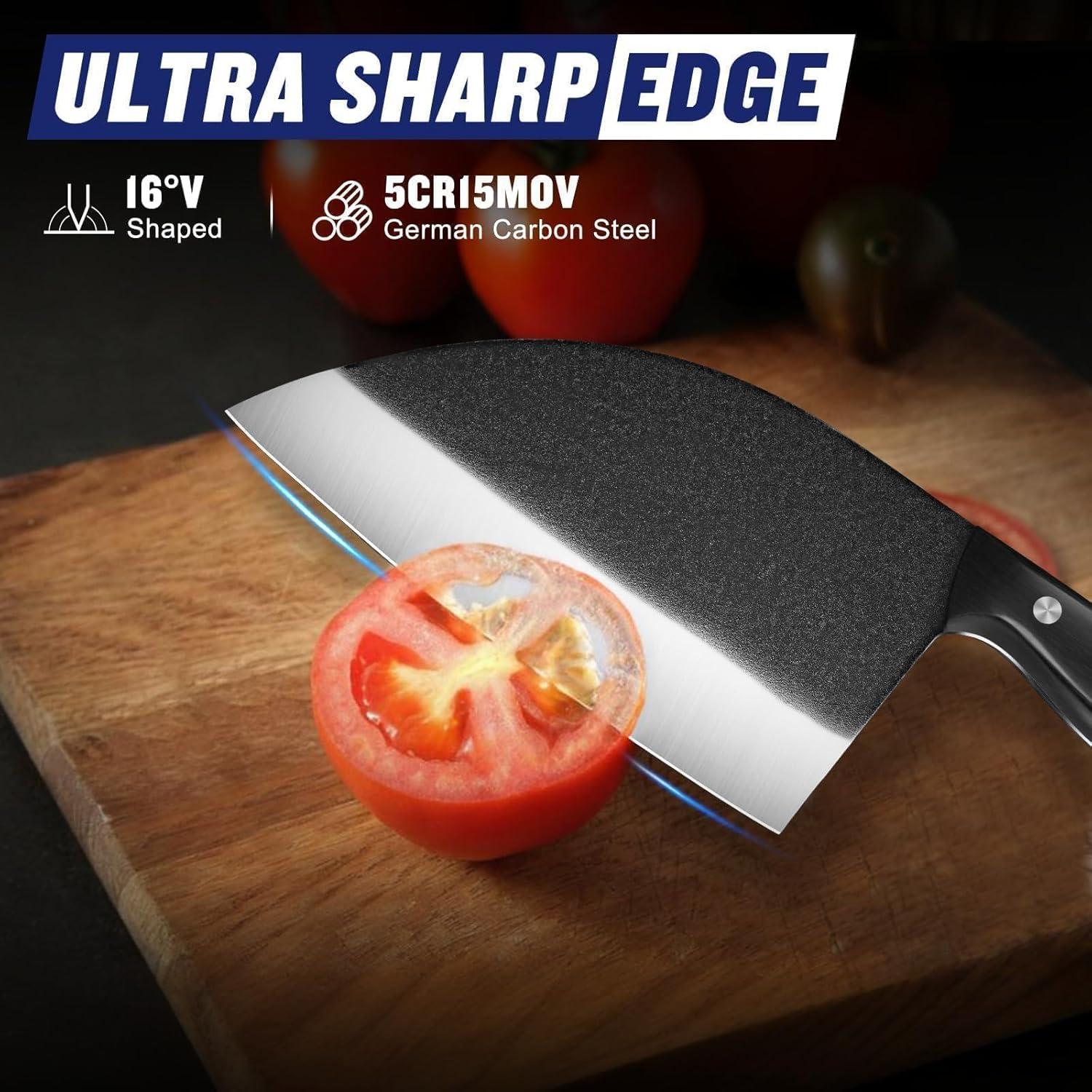 Cuchillo de Chef Serbio SSGP 18.29 cm Acero Carbono Negro