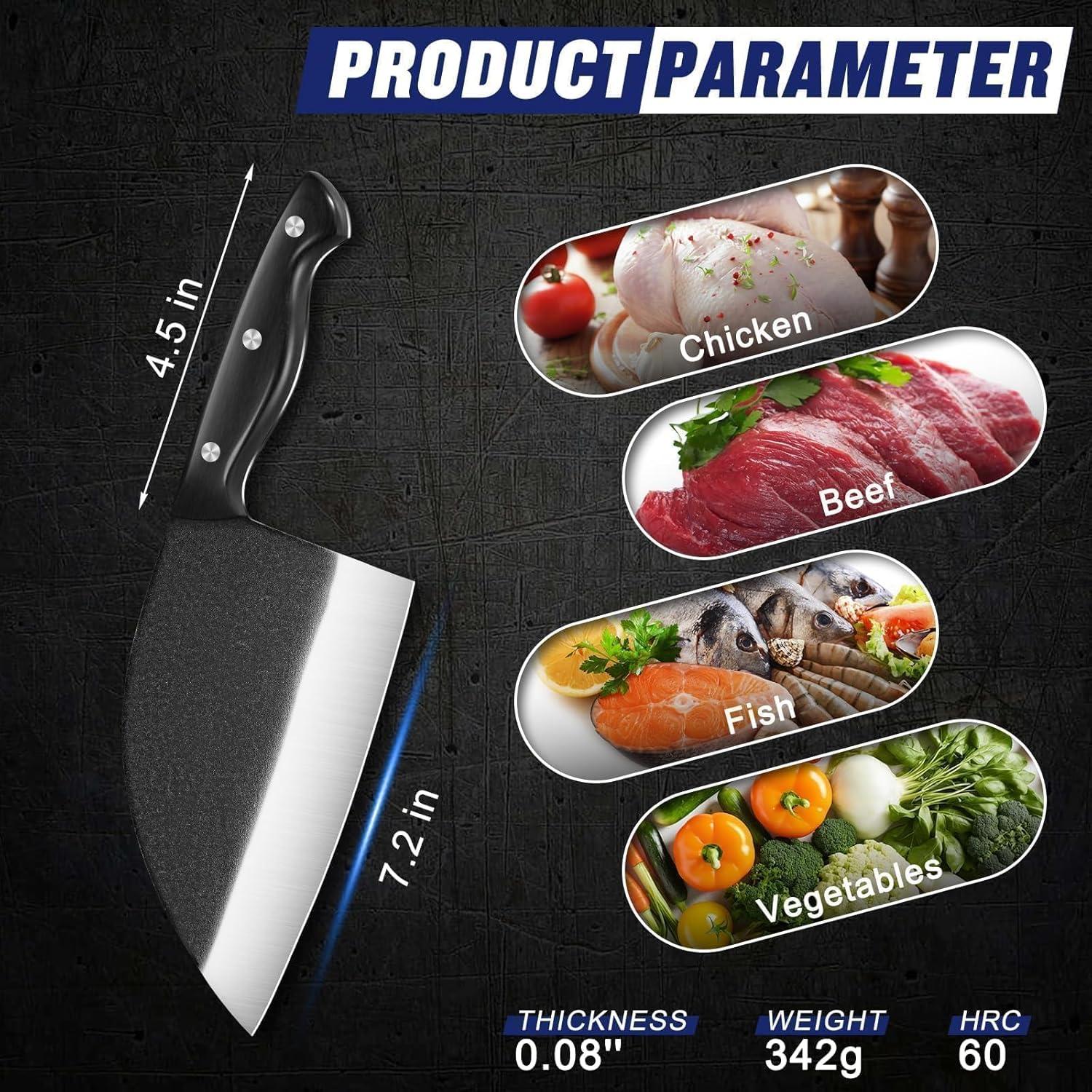 Cuchillo de Chef Serbio SSGP 18.29 cm Acero Carbono Negro