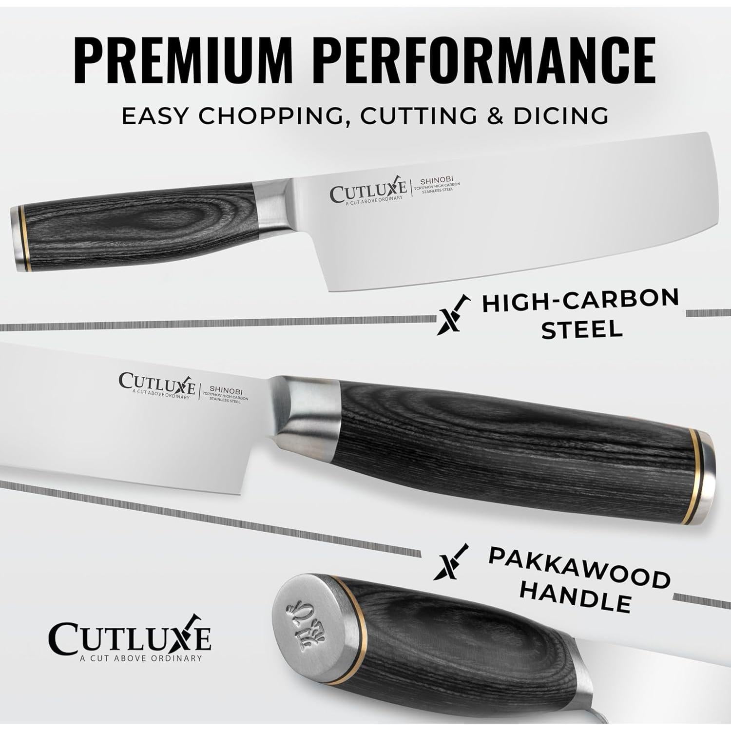 Cuchillo Nakiri Cutluxe 18 cm Acero Inoxidable Pakkawood