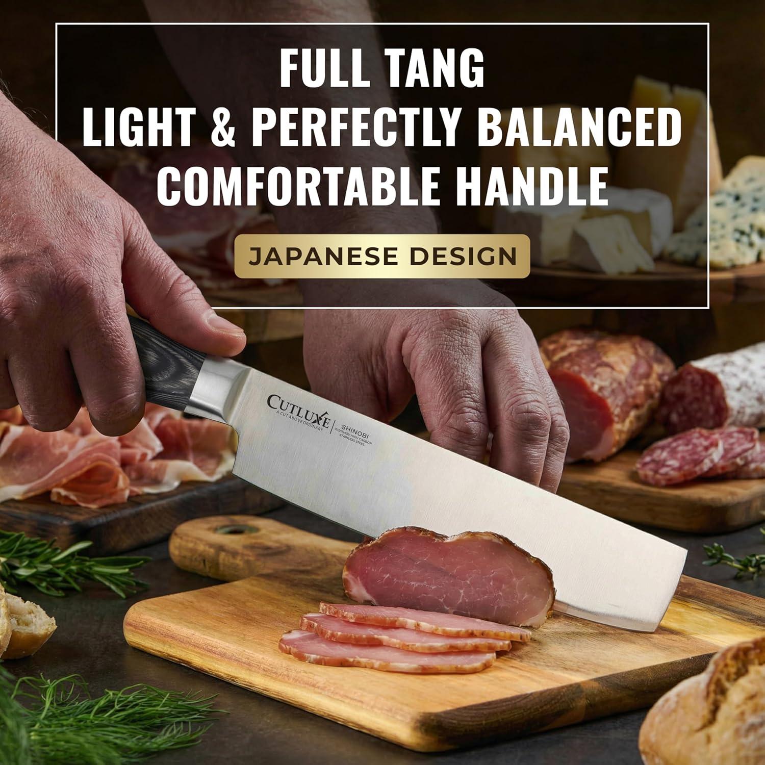 Cuchillo Nakiri Cutluxe 18 cm Acero Inoxidable Pakkawood