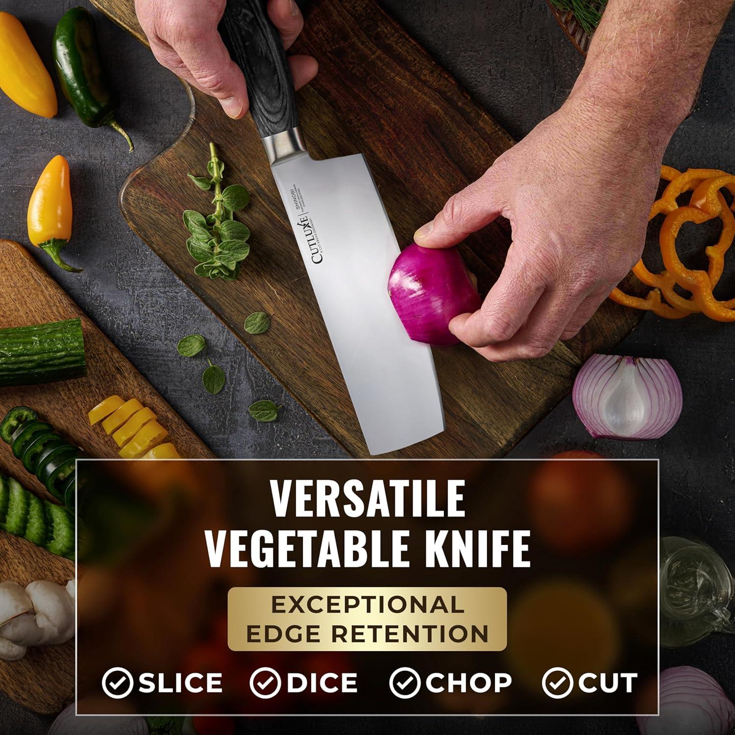 Cuchillo Nakiri Cutluxe 18 cm Acero Inoxidable Pakkawood