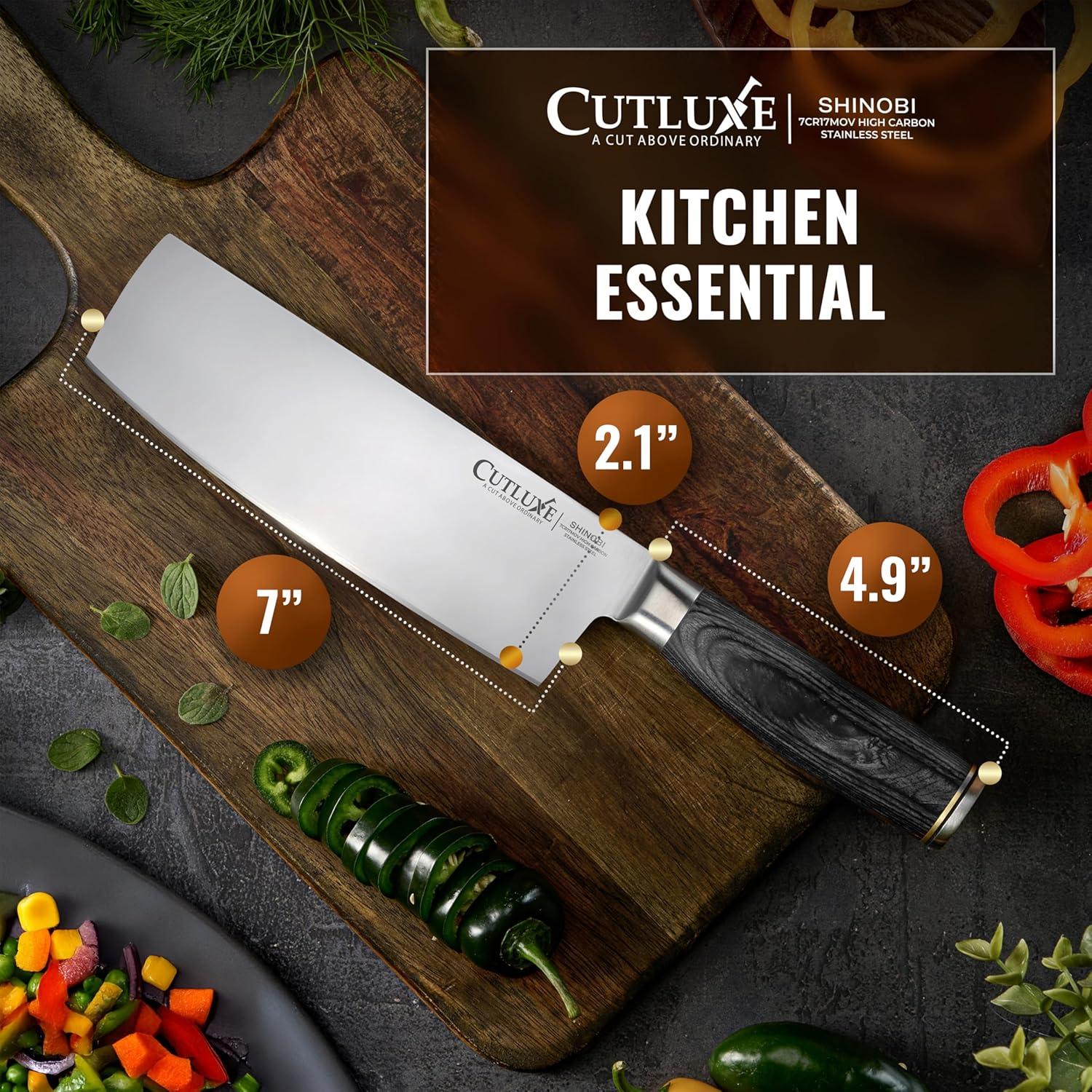 Cuchillo Nakiri Cutluxe 18 cm Acero Inoxidable Pakkawood