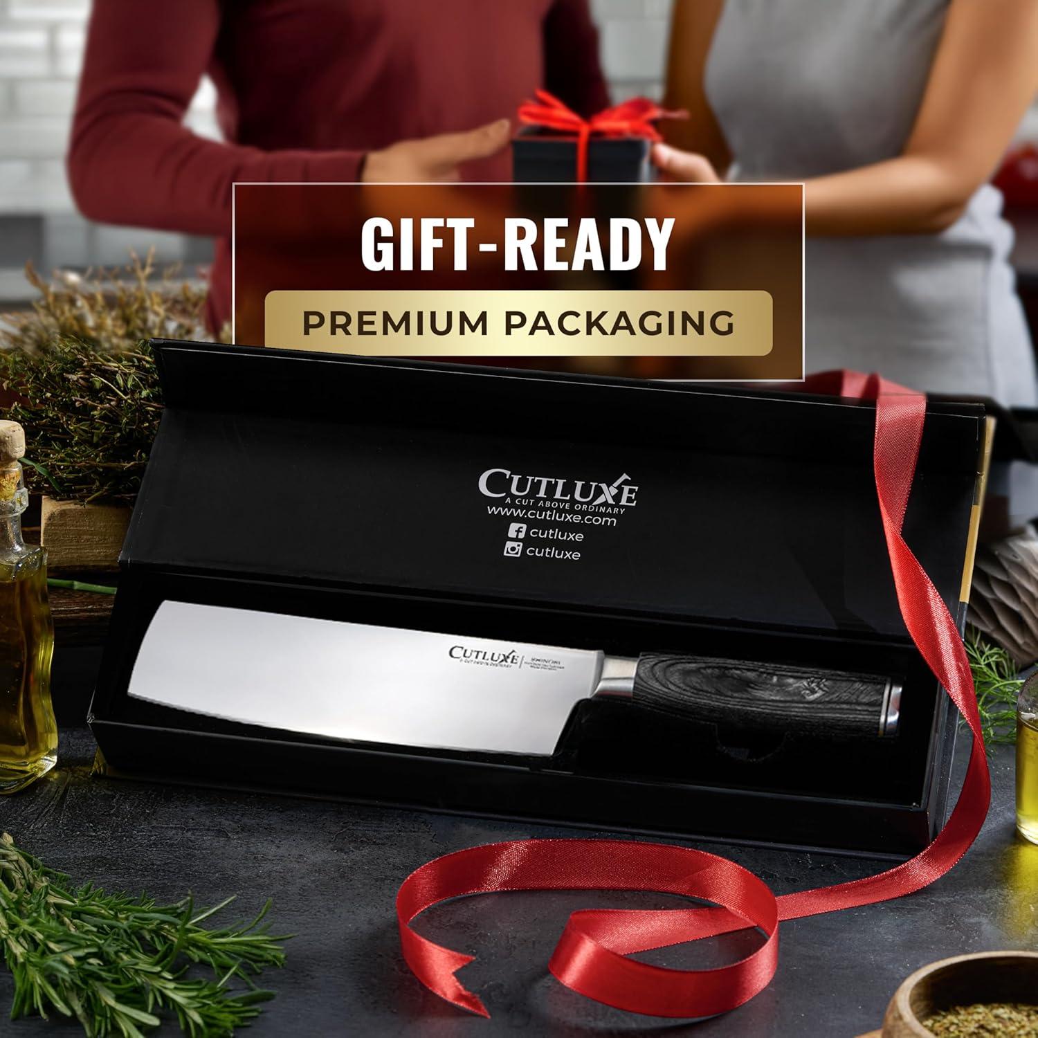 Cuchillo Nakiri Cutluxe 18 cm Acero Inoxidable Pakkawood