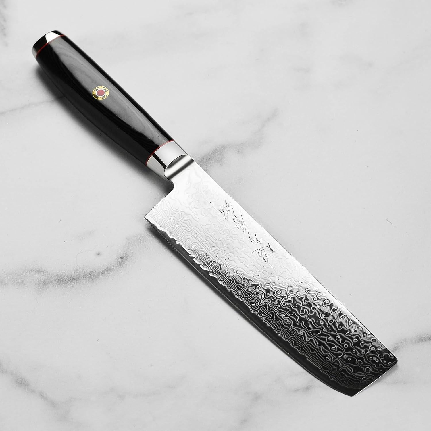 Cuchillo Nakiri Enso SG2 - Acero Damasco 101 Capas 16.5 cm