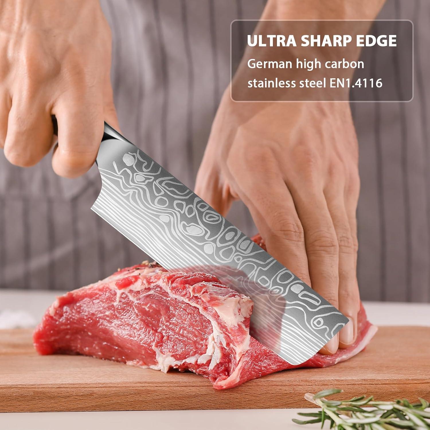 Set de Cuchillos de Cocina MOSFiATA Nakiri 2 Piezas 17.78 cm