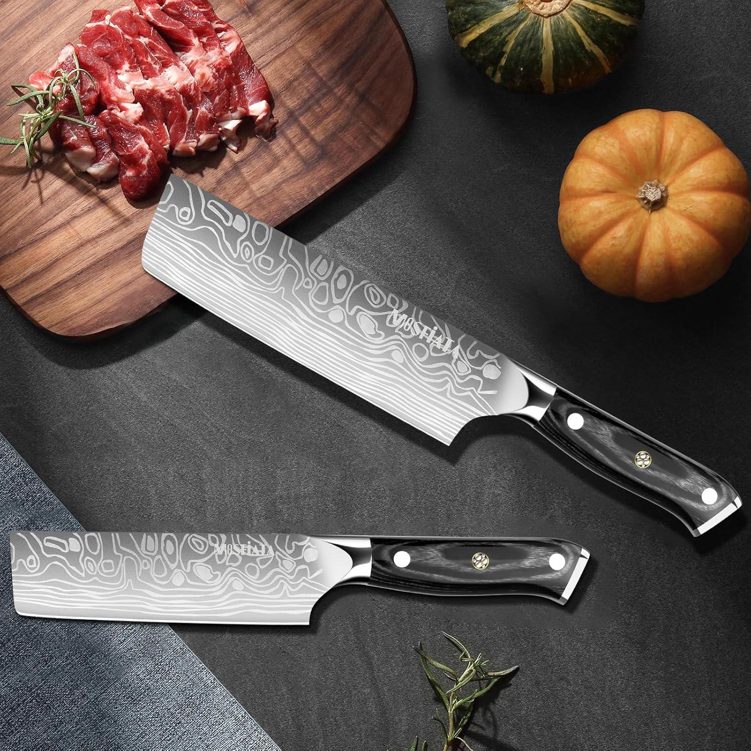 Set de Cuchillos de Cocina MOSFiATA Nakiri 2 Piezas 17.78 cm