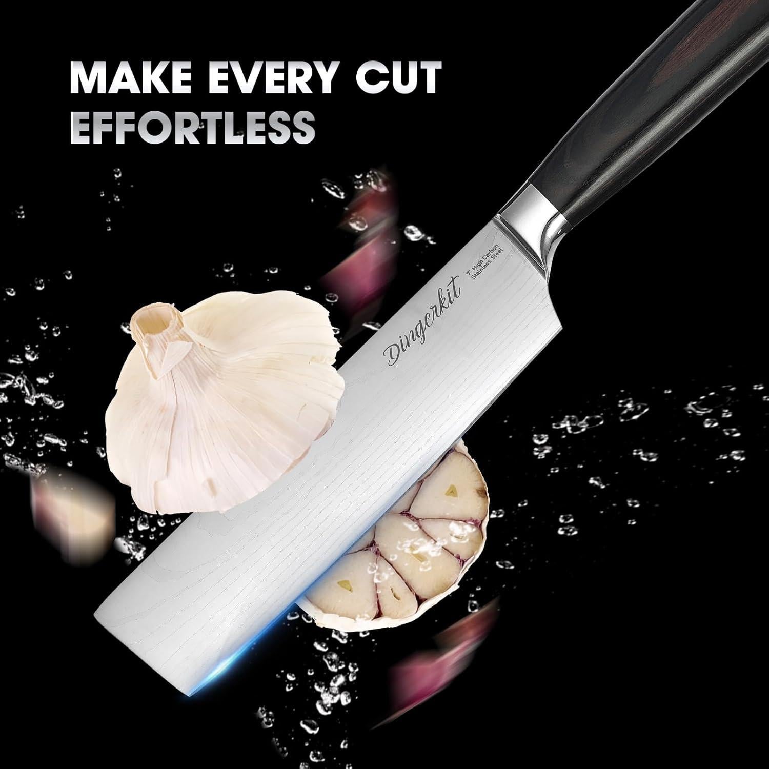 Cuchillo Nakiri Dingerkit 17.78 cm Acero Alto Carbono Pakkawood