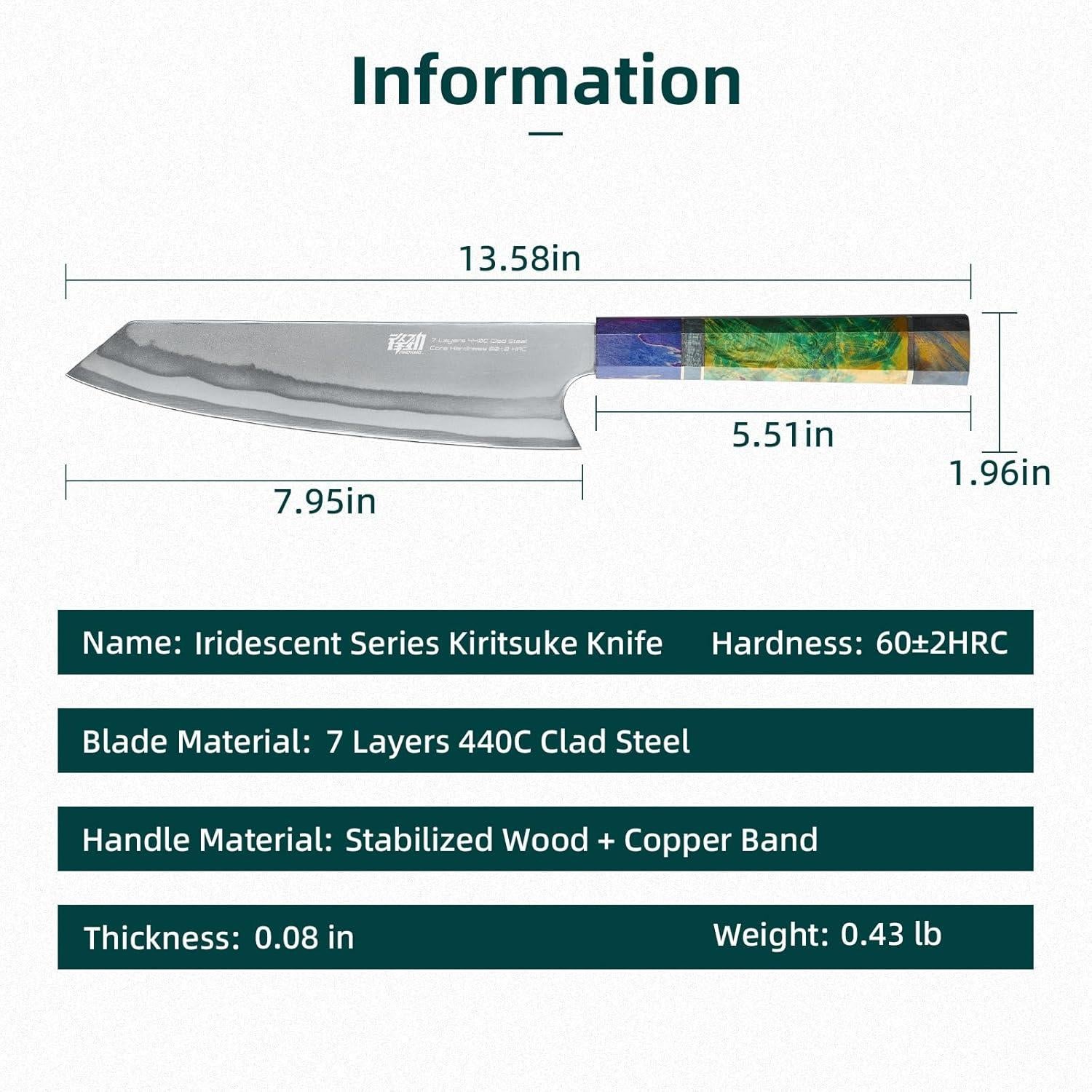Cuchillo Kiritsuke de Chef FINDKING 20.32 cm Acero 440C