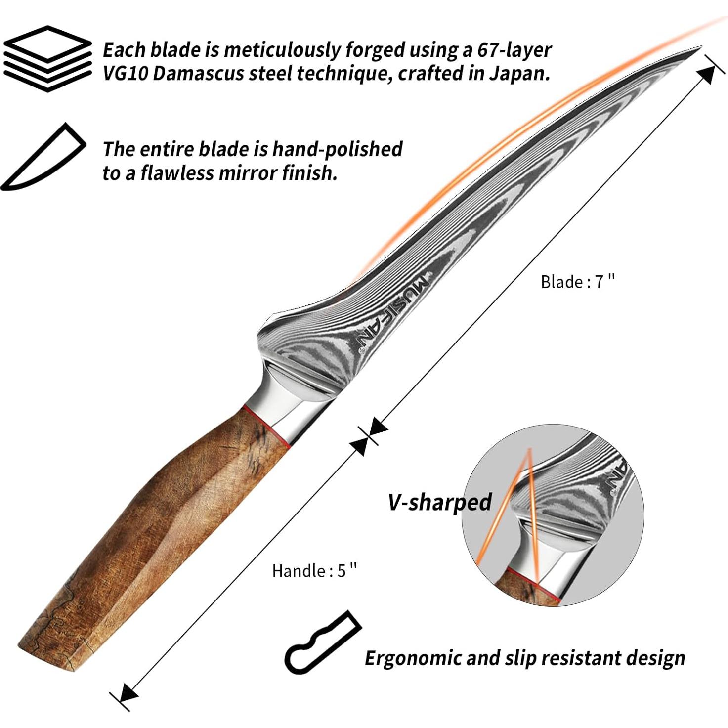 Cuchillo de Filete y Deshuesar Musifan 18 cm VG10 Profesional
