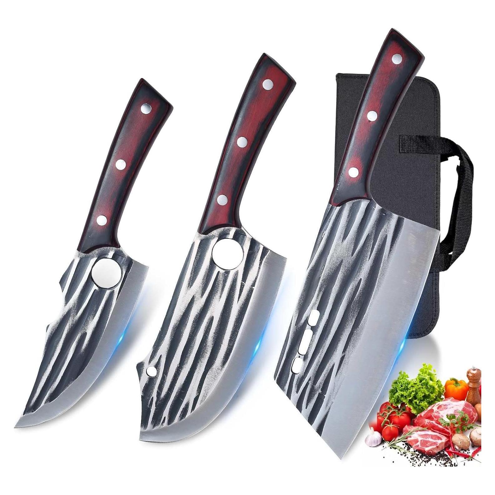 Juego de cuchillos de carnicero Krononidler 3 piezas acero al carbono