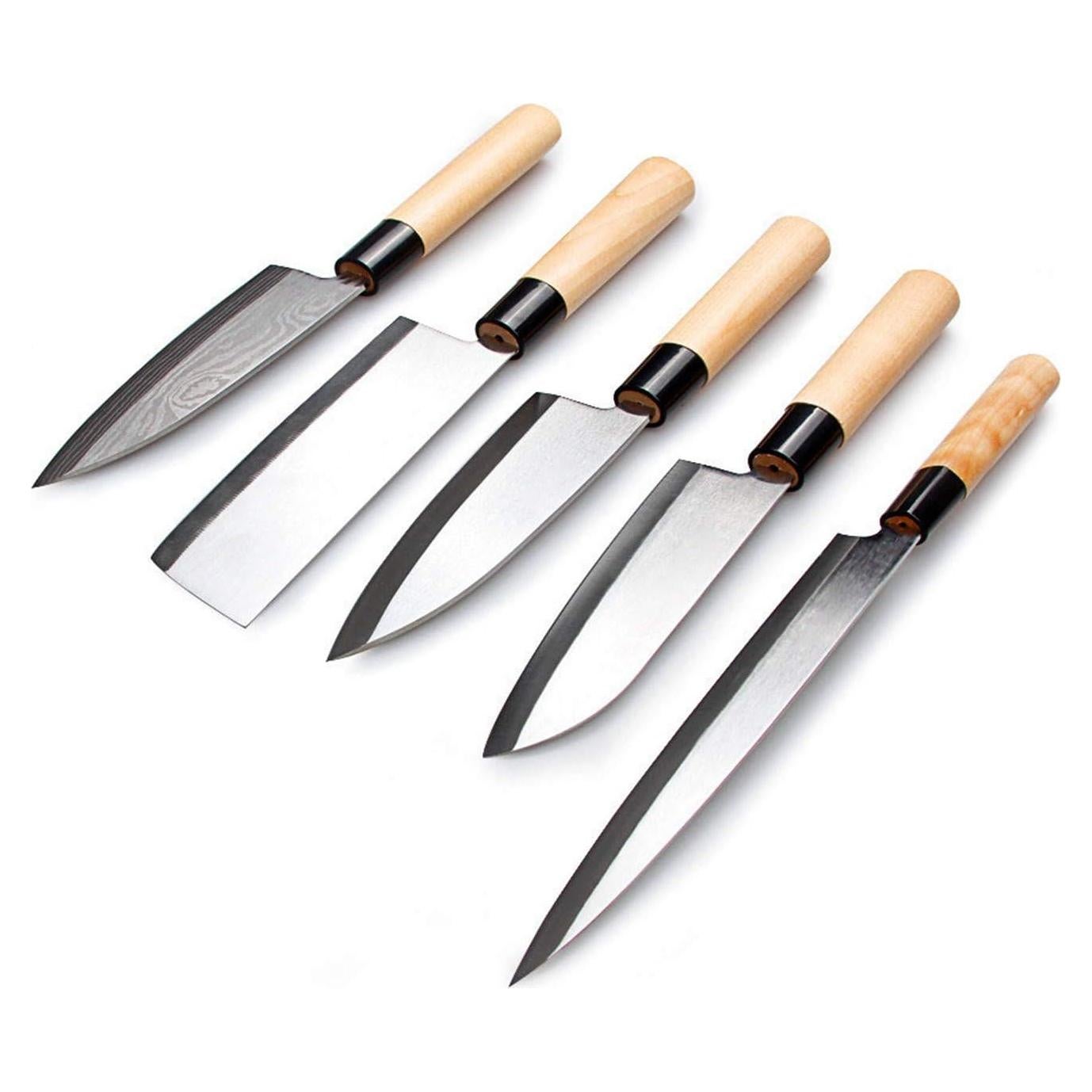 Set de 5 Cuchillos de Chef Waterboss - Sashimi, Santoku, Nakiri, Deba