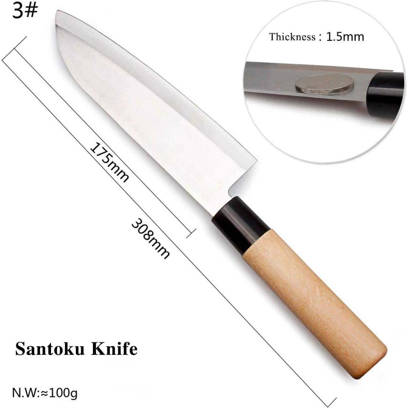 Set de 5 Cuchillos de Chef Waterboss - Sashimi, Santoku, Nakiri, Deba